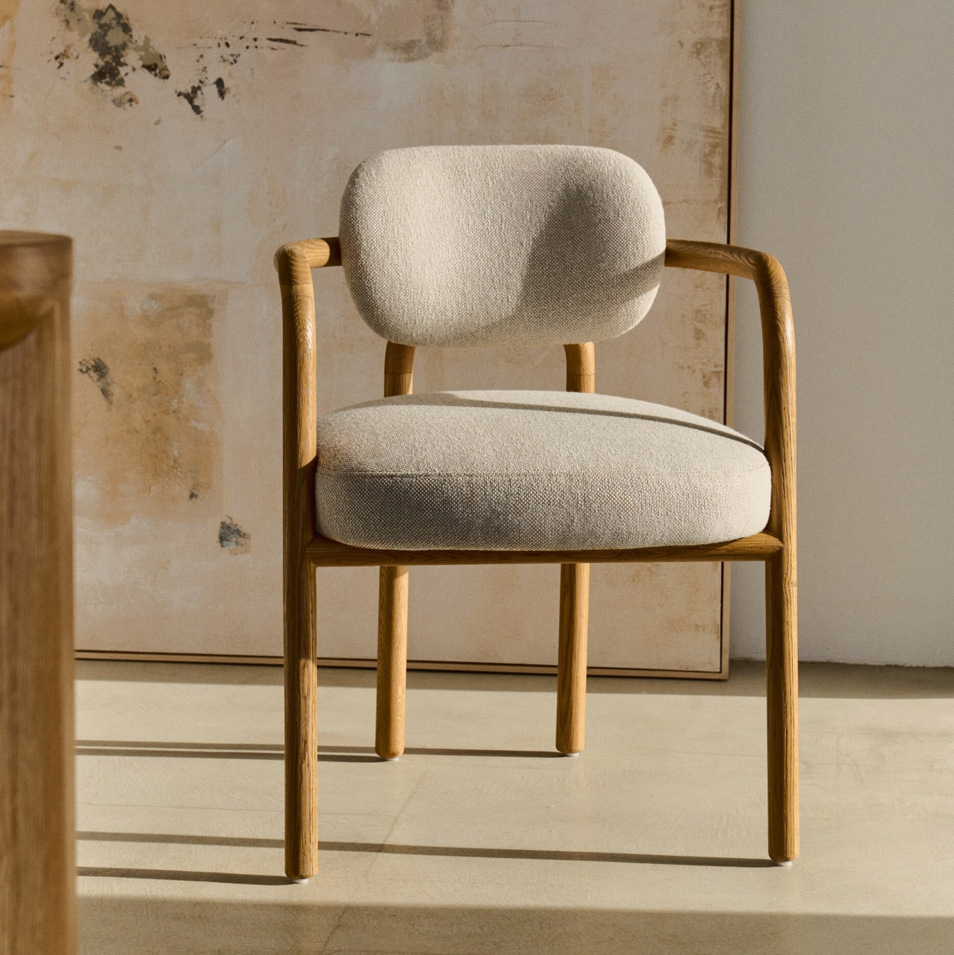Kave Home Eetkamerstoel Melqui Eikenhout - Beige - Japandi