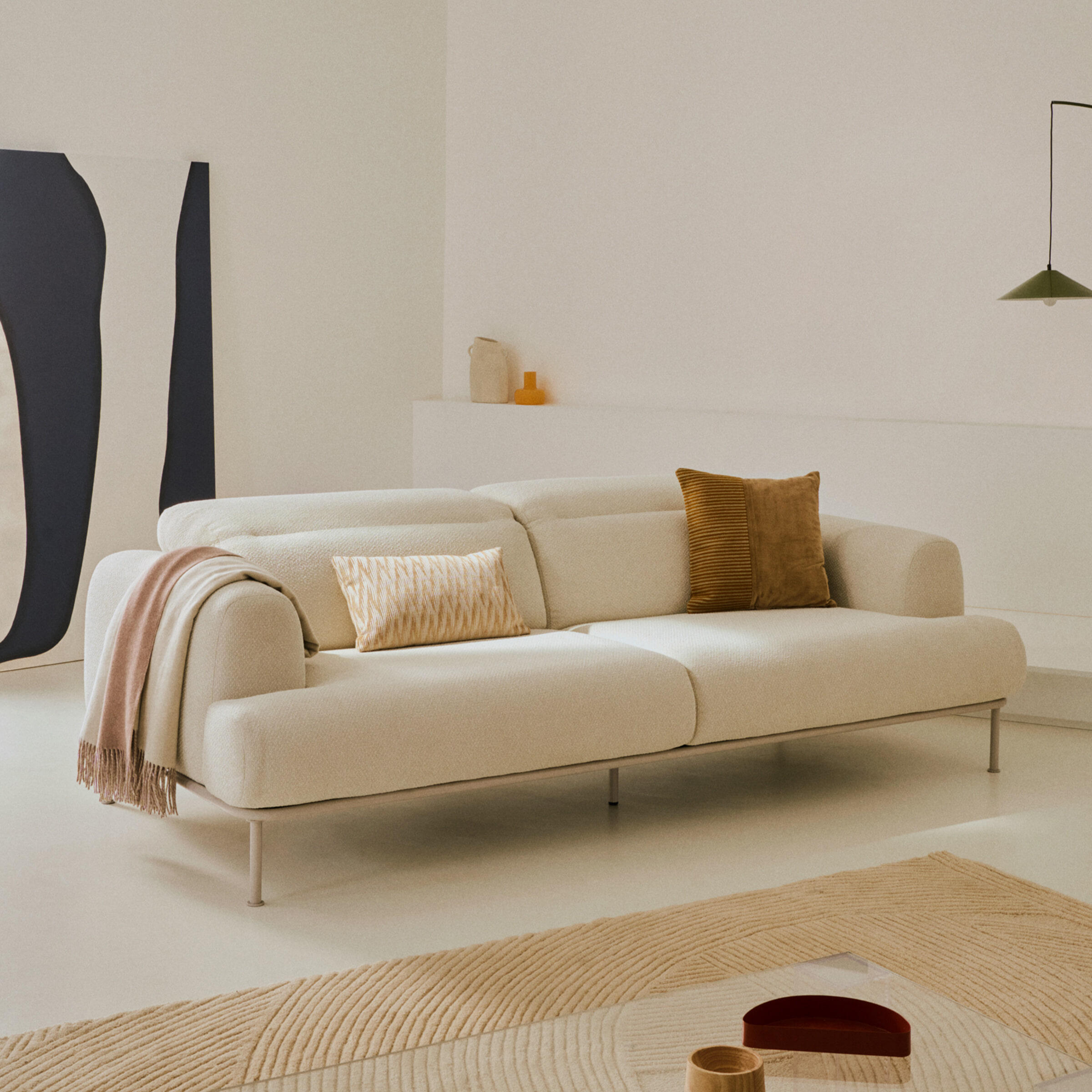 Kave Home 2-zits Bank 'Aurum' Chenille, Met verstelbare hoofdsteun