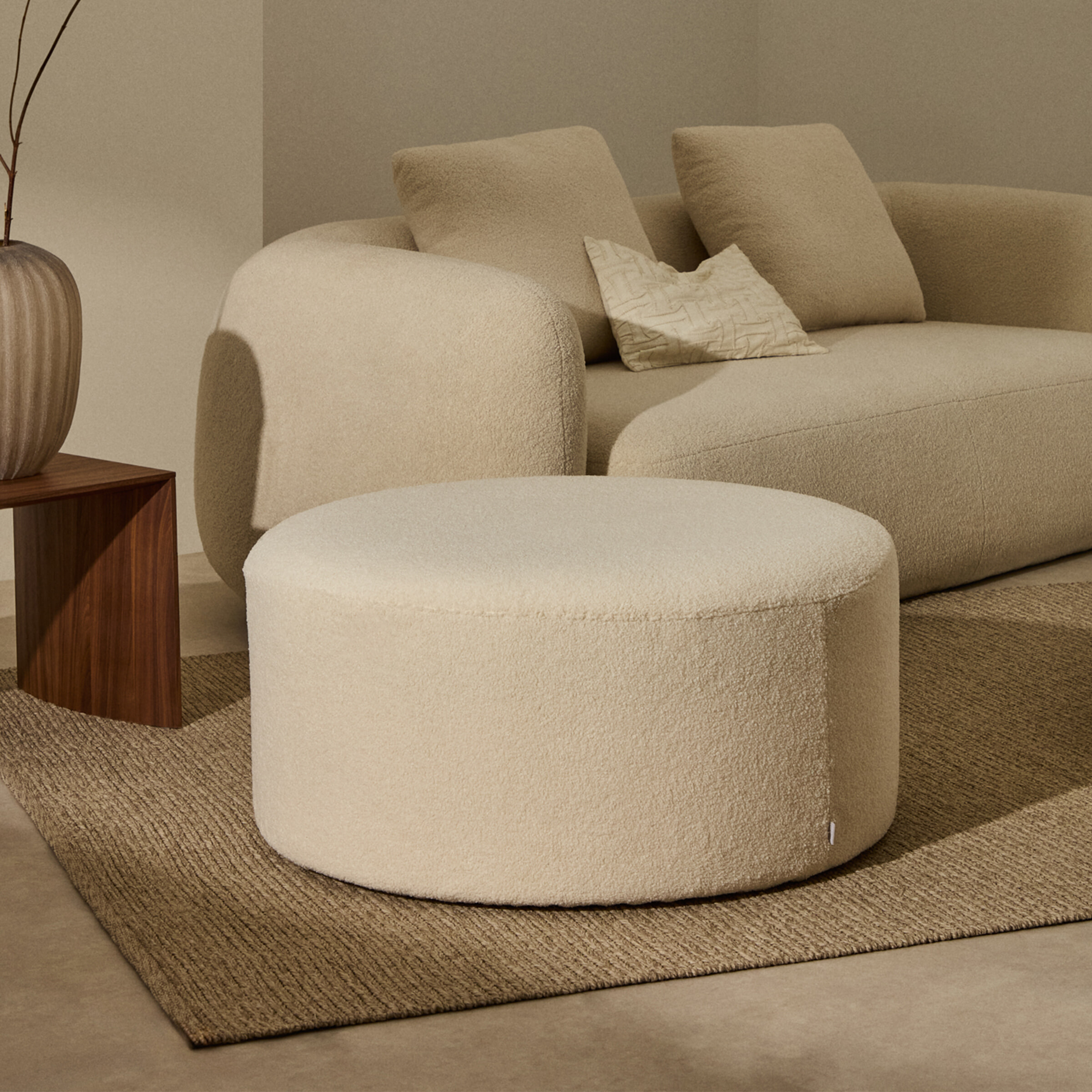 Kave Home Poef 'Kaeli' Bouclé, 90cm