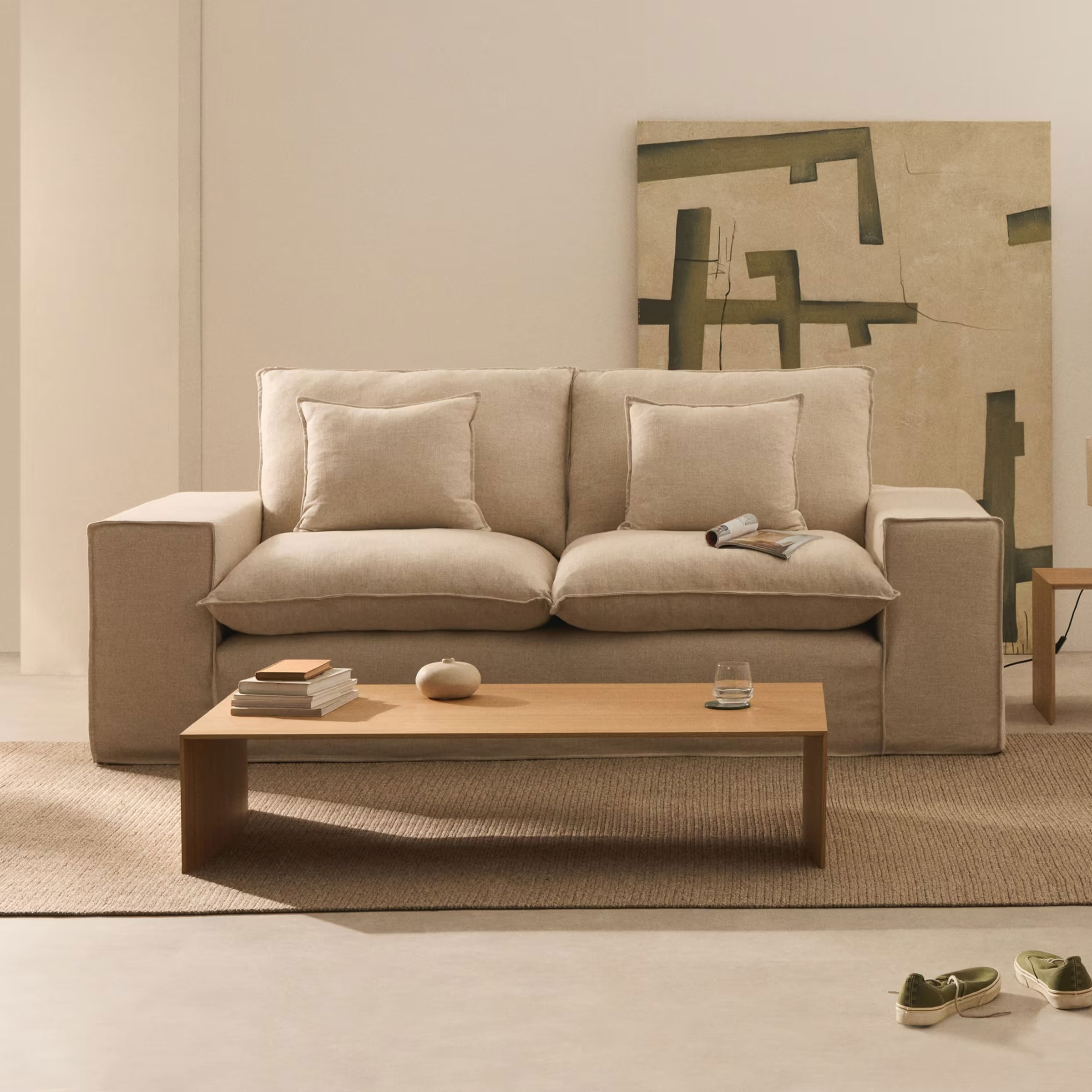 Kave Home 2-zits Bank 'Anarela' Linnen, 240cm