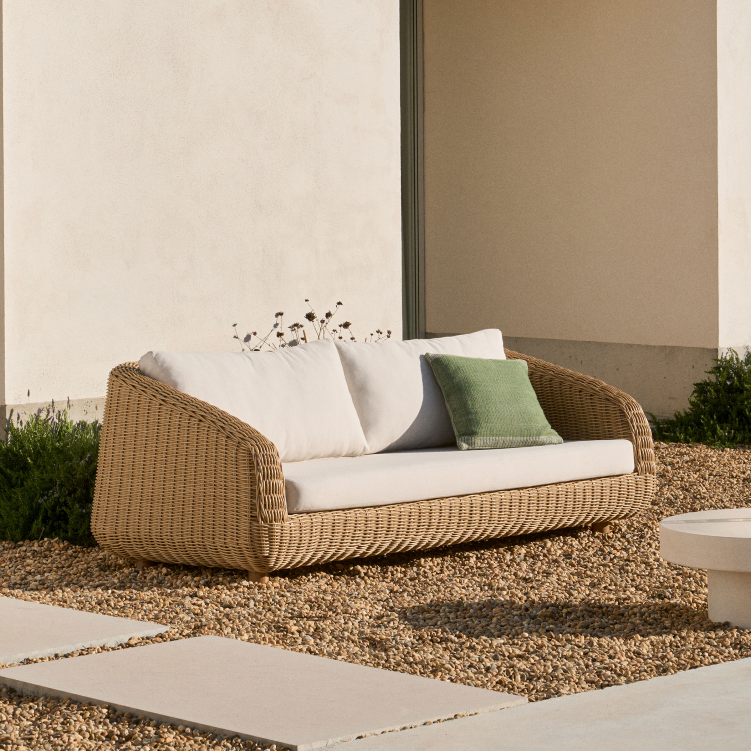 Kave Home 3-zits Loungebank Meria Rattan - Bruin