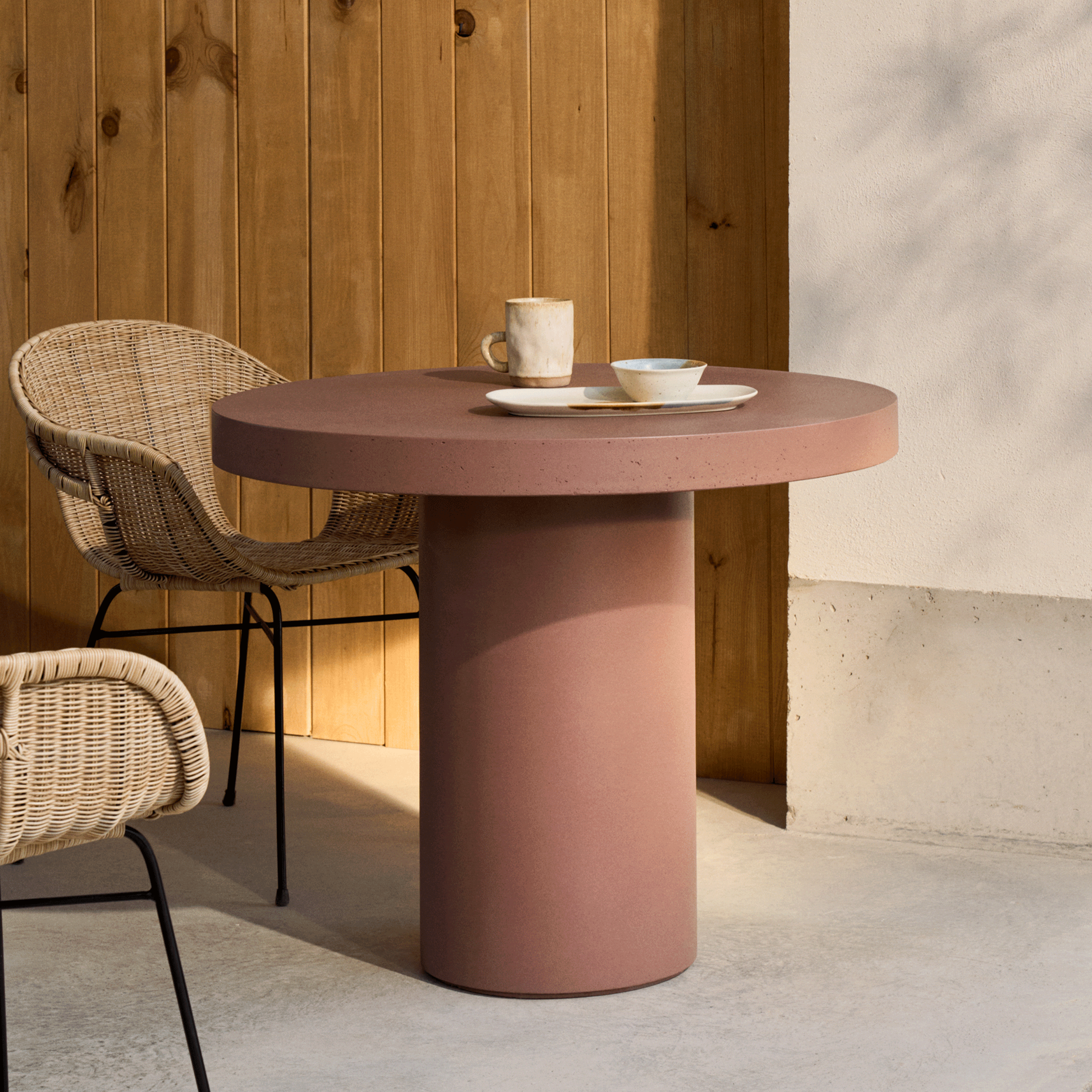 Kave Home Ronde Bistrotafel Aiguablava Beton, 90cm - Terracotta