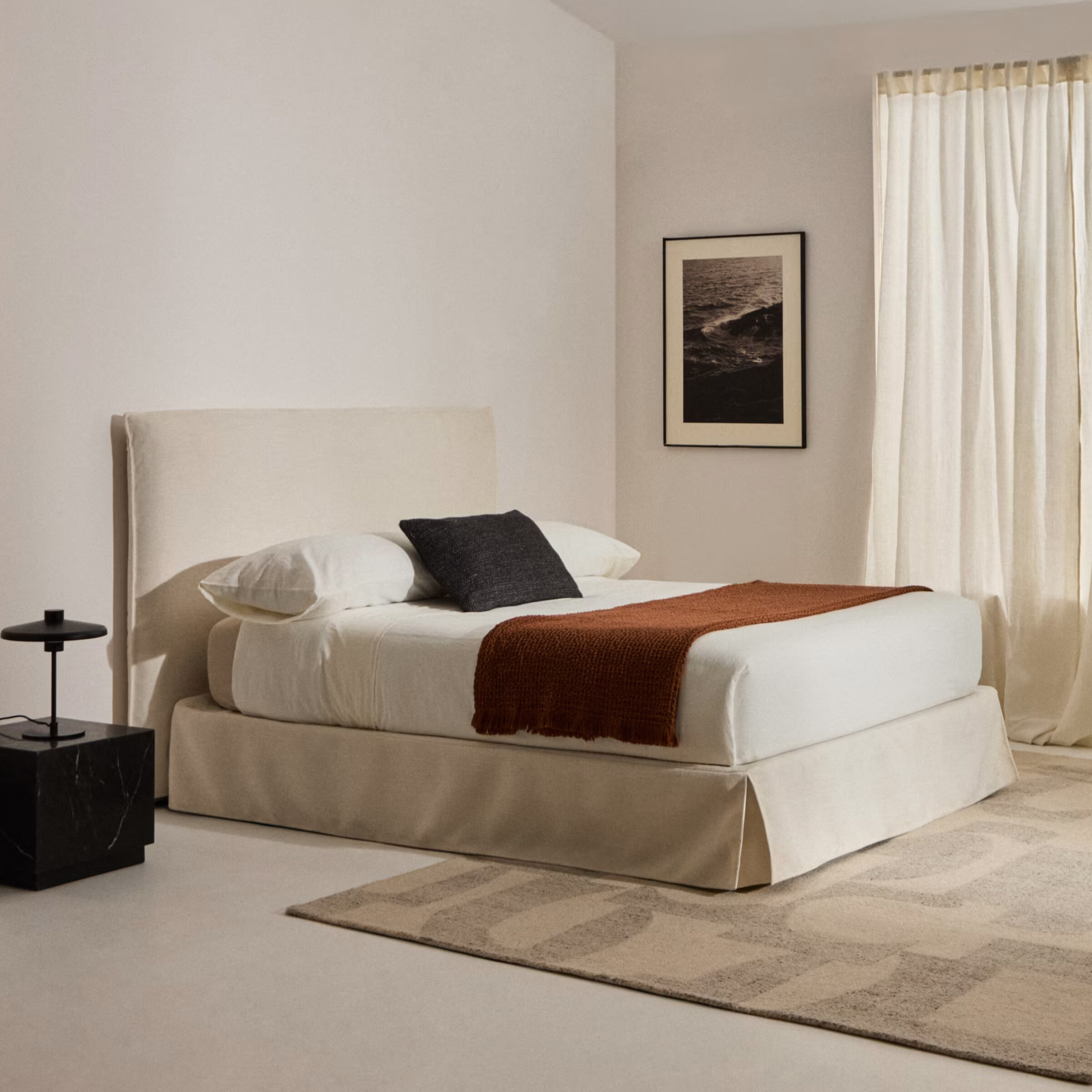 Kave Home Bed 'Jaira' Chenille, kleur Wit