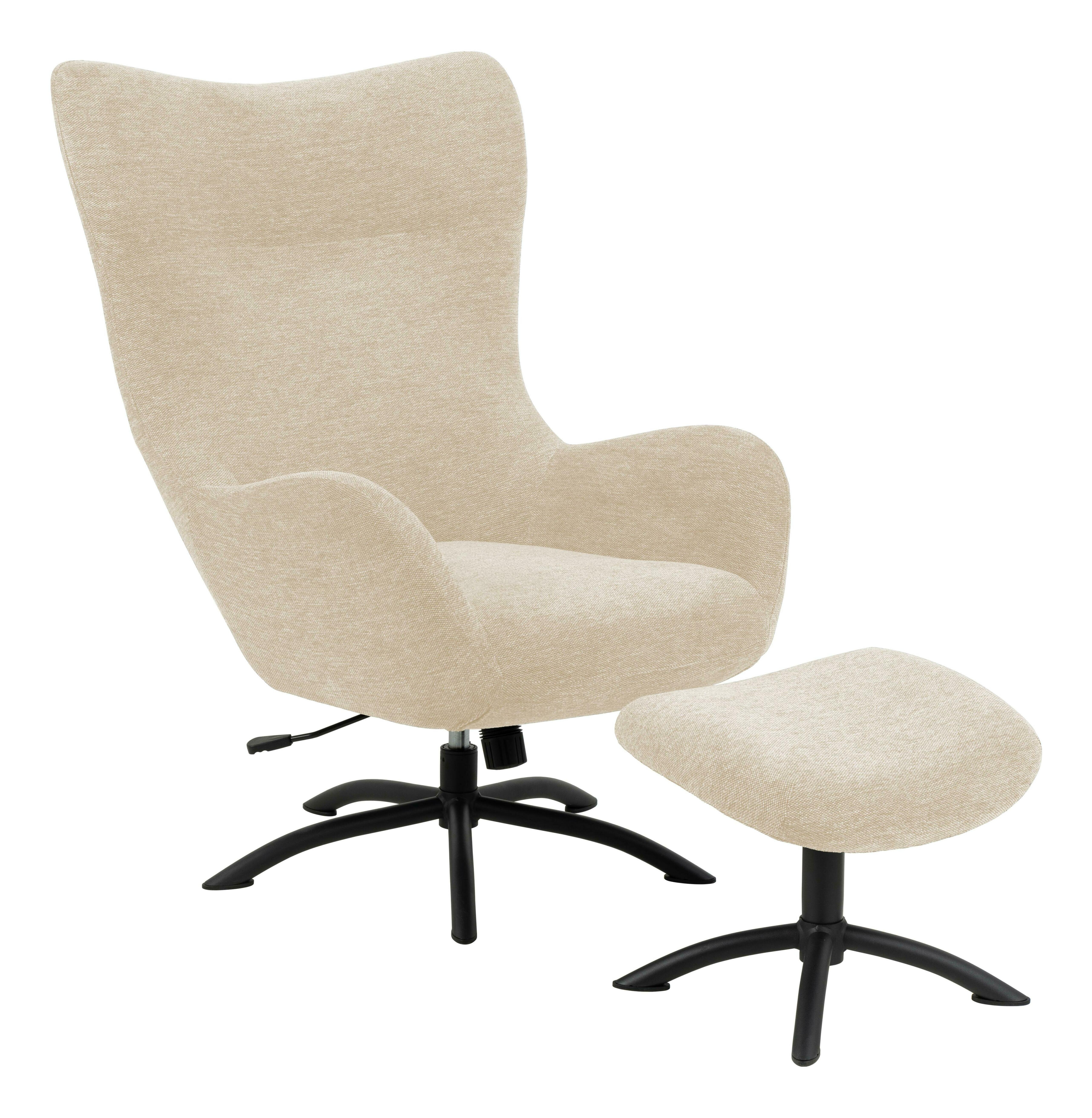 Bendt Draaifauteuil 'Keaton' met voetenbankje, kleur Beige