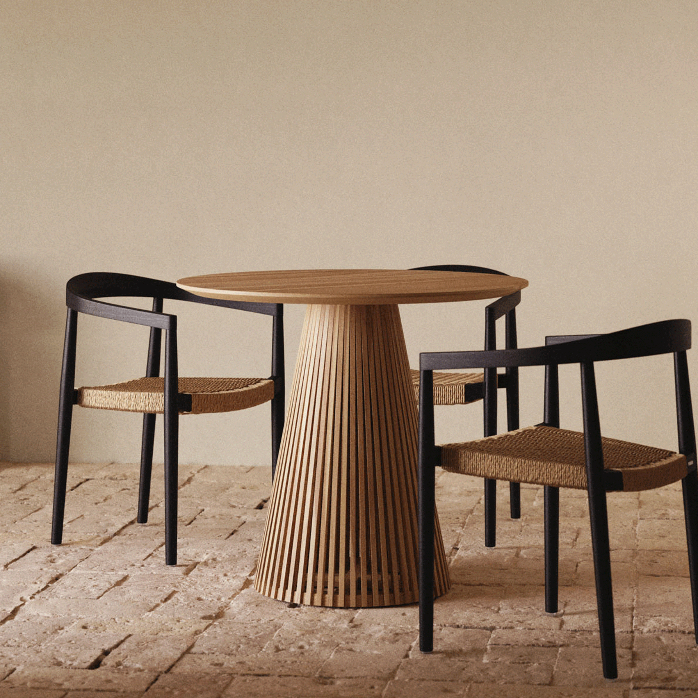 Kave Home Ronde Bistrotafel Jeanette Teakhout, 90cm - Naturel