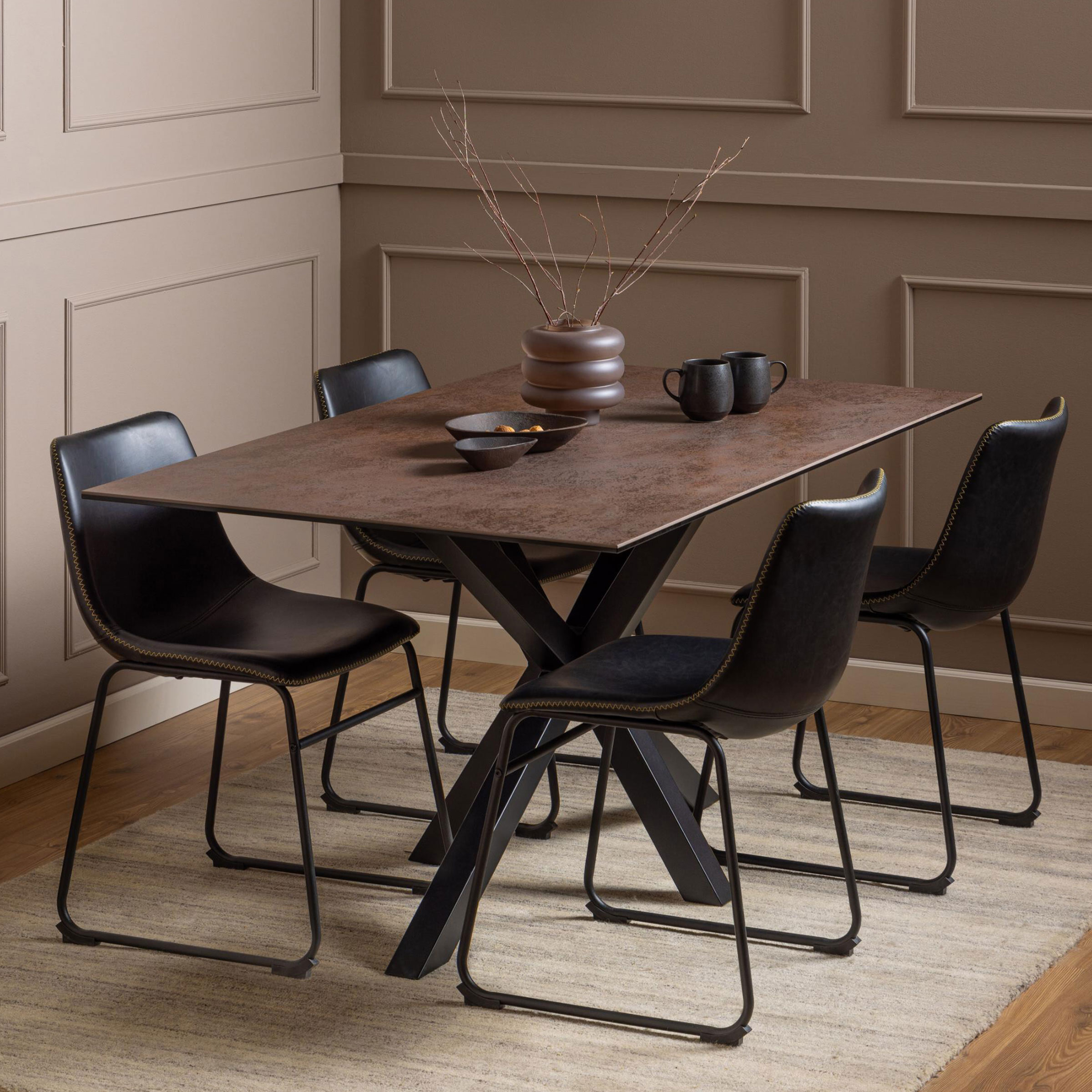 Bendt Eettafel 'Line' Keramiek, 160 x 90cm, kleur Bruin