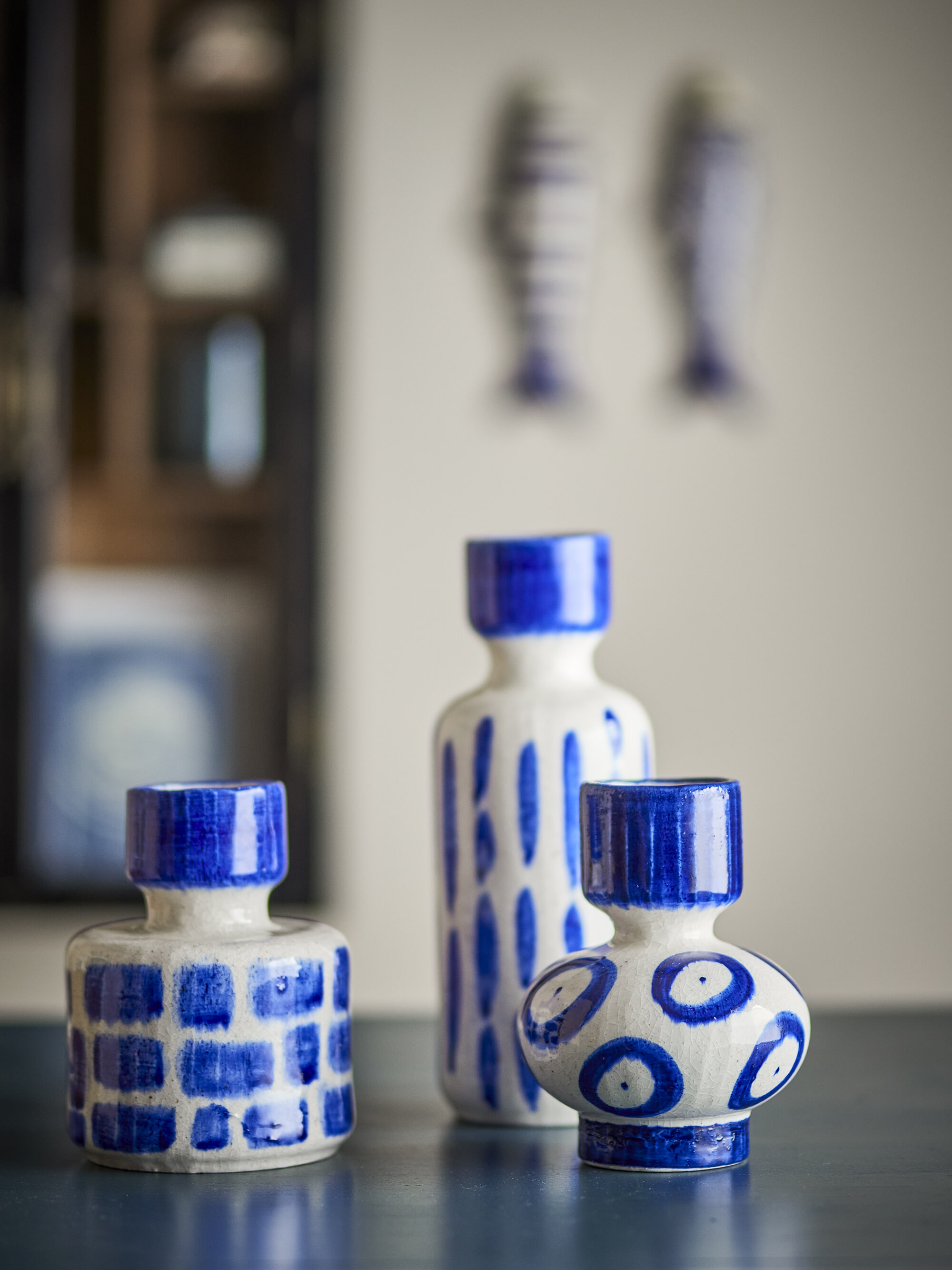 Bloomingville Vaas Romane Set van 3 stuks - Blauw