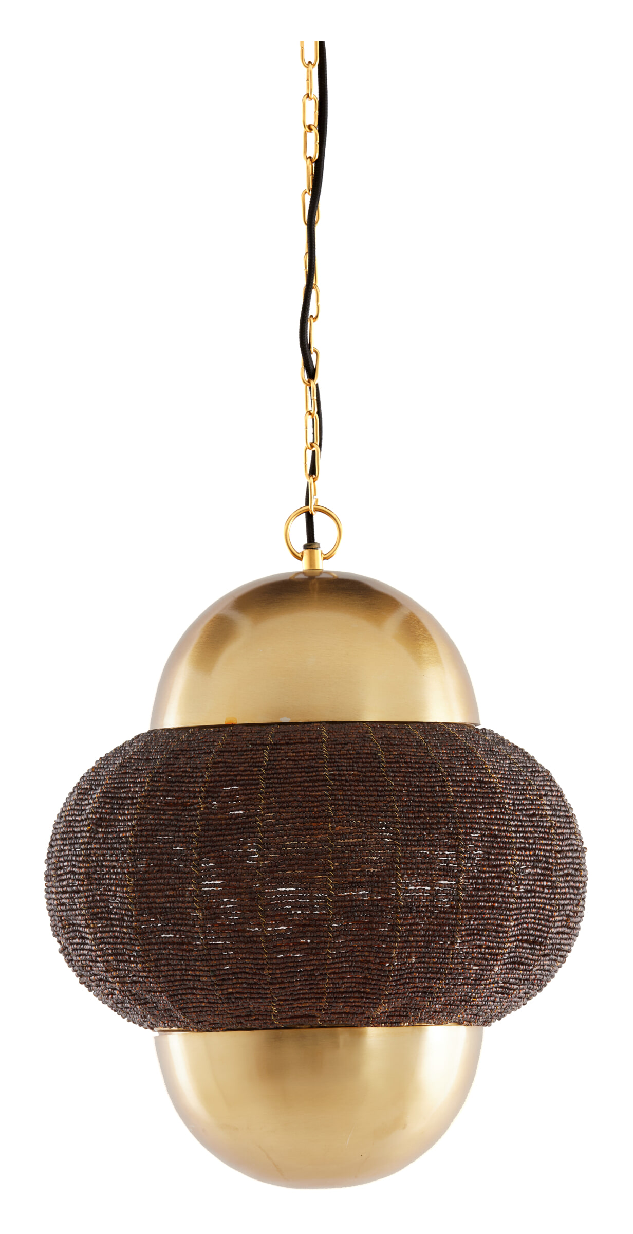 Light & Living Hanglamp Cetara Kralen, 33cm - Donkerbruin/Brons