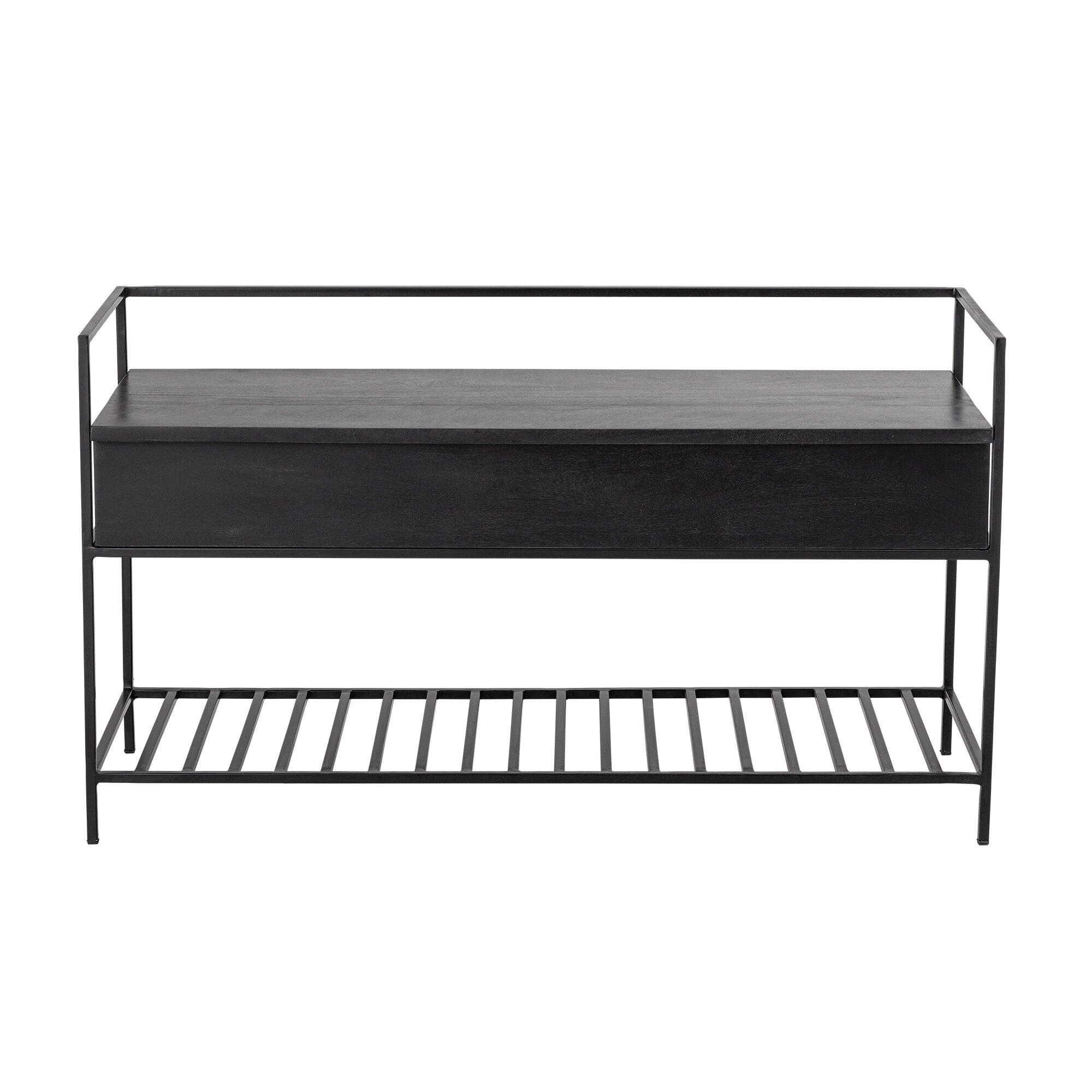 Bloomingville Bankje Abelone Met opbergruimte, 102cm - Zwart