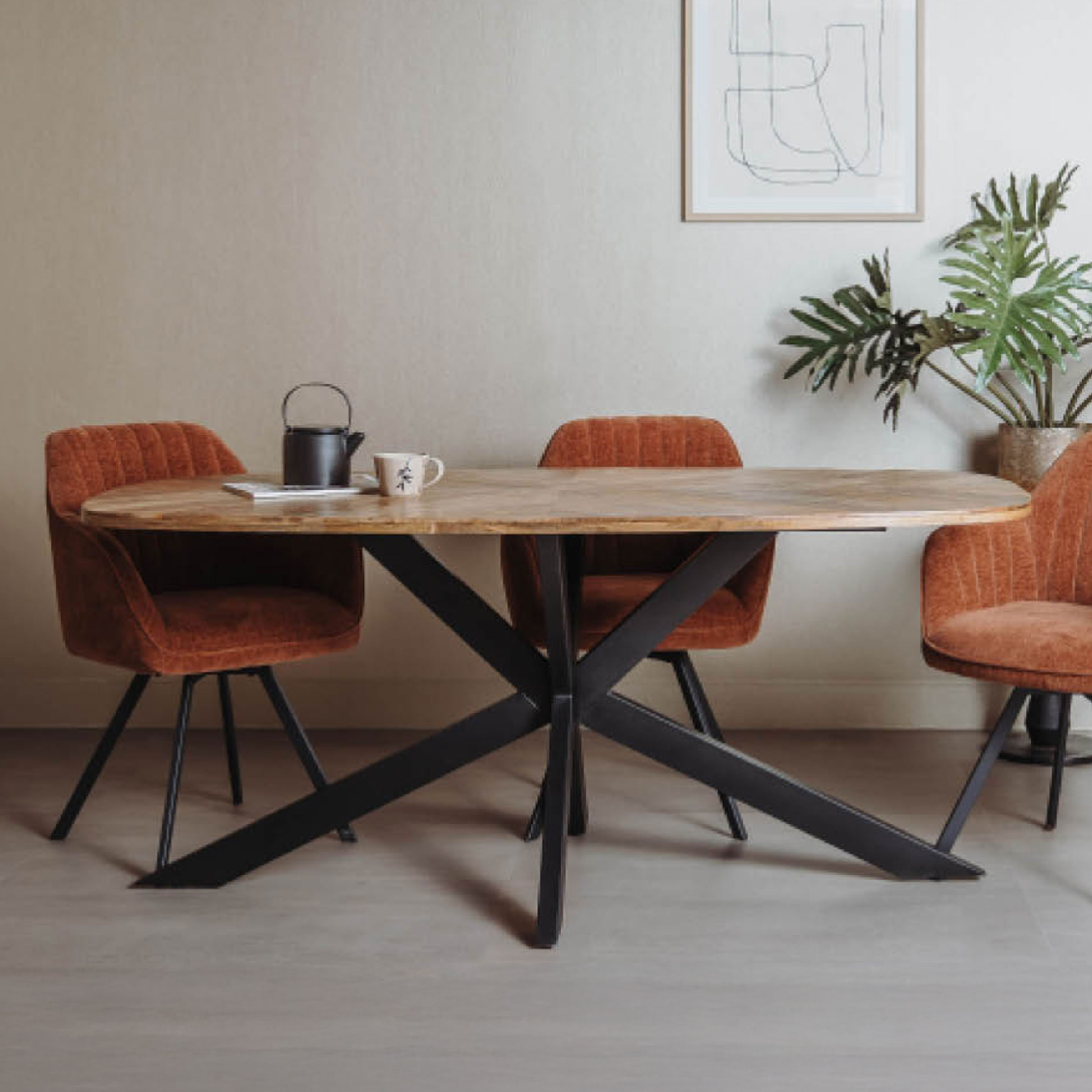 Tower Living Eettafel 'Silvi' Deens ovaal, Mangohout, kleur Naturel