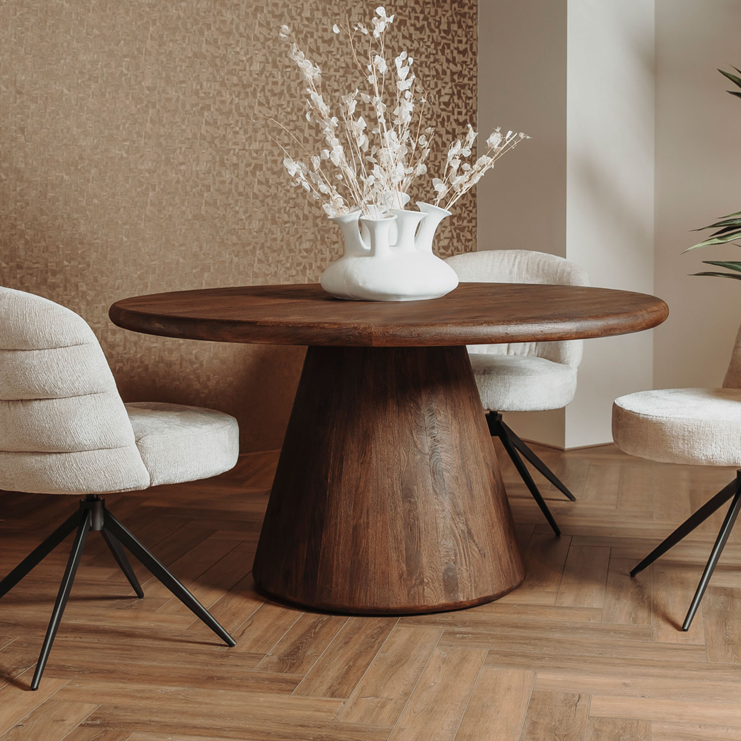Tower Living Ronde Eettafel 'Asti' Mangohout, 150cm, kleur Bruin