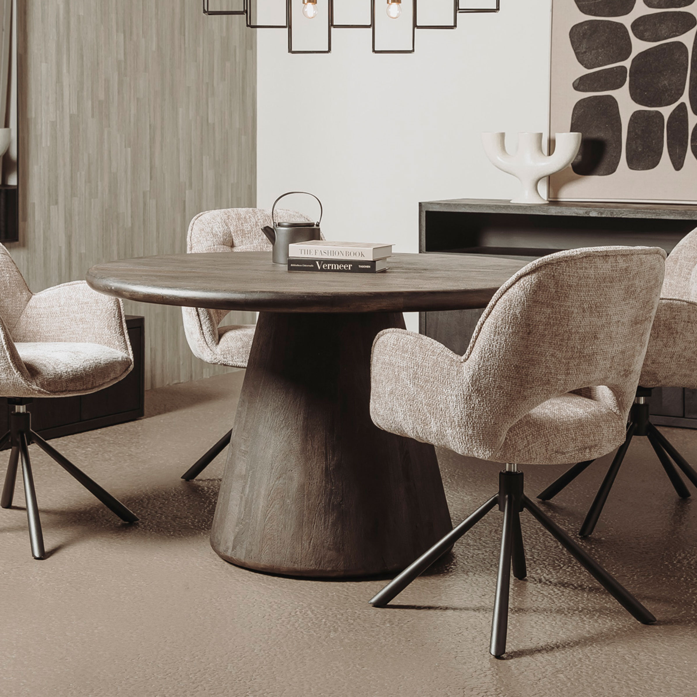 Tower Living Ronde Eettafel 'Asti' Mangohout, kleur Olijfbruin