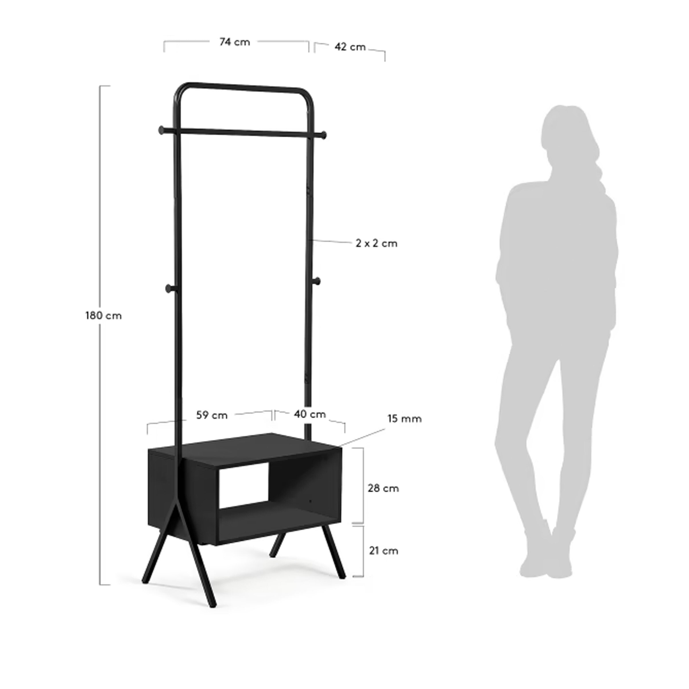 Kave Home Kledingrek 'Celise' kleur Zwart