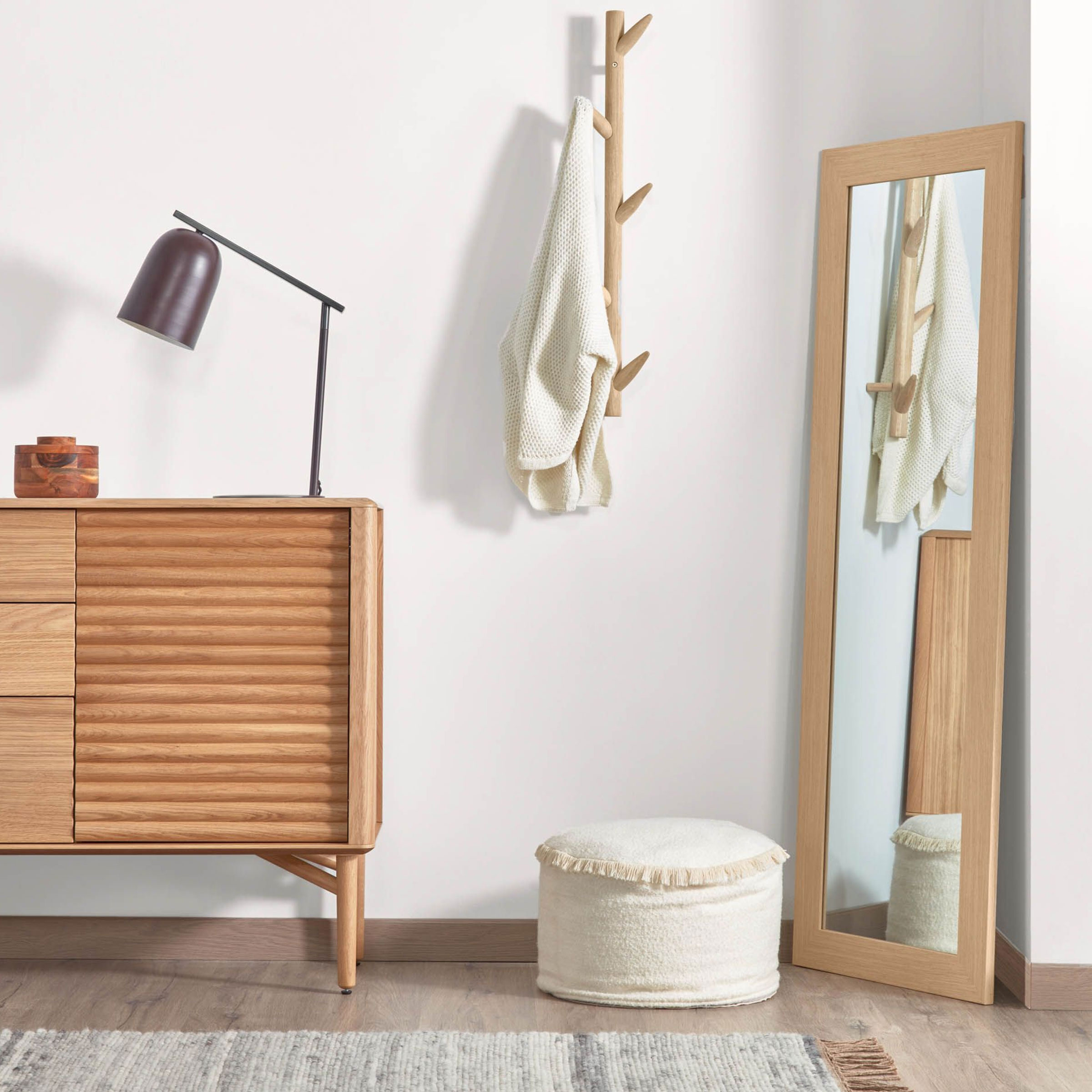 Kave Home Spiegel 'Yvaine' Brede Rand, 180 x 80cm, kleur Naturel