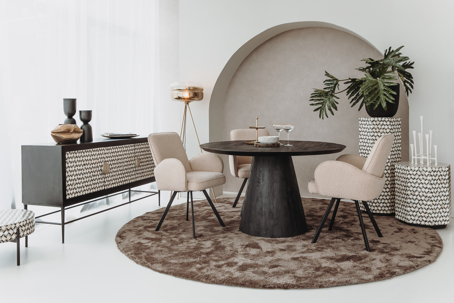 Tower Living Bijzettafel 'Brendola' Bone inlay, 45 x 45cm