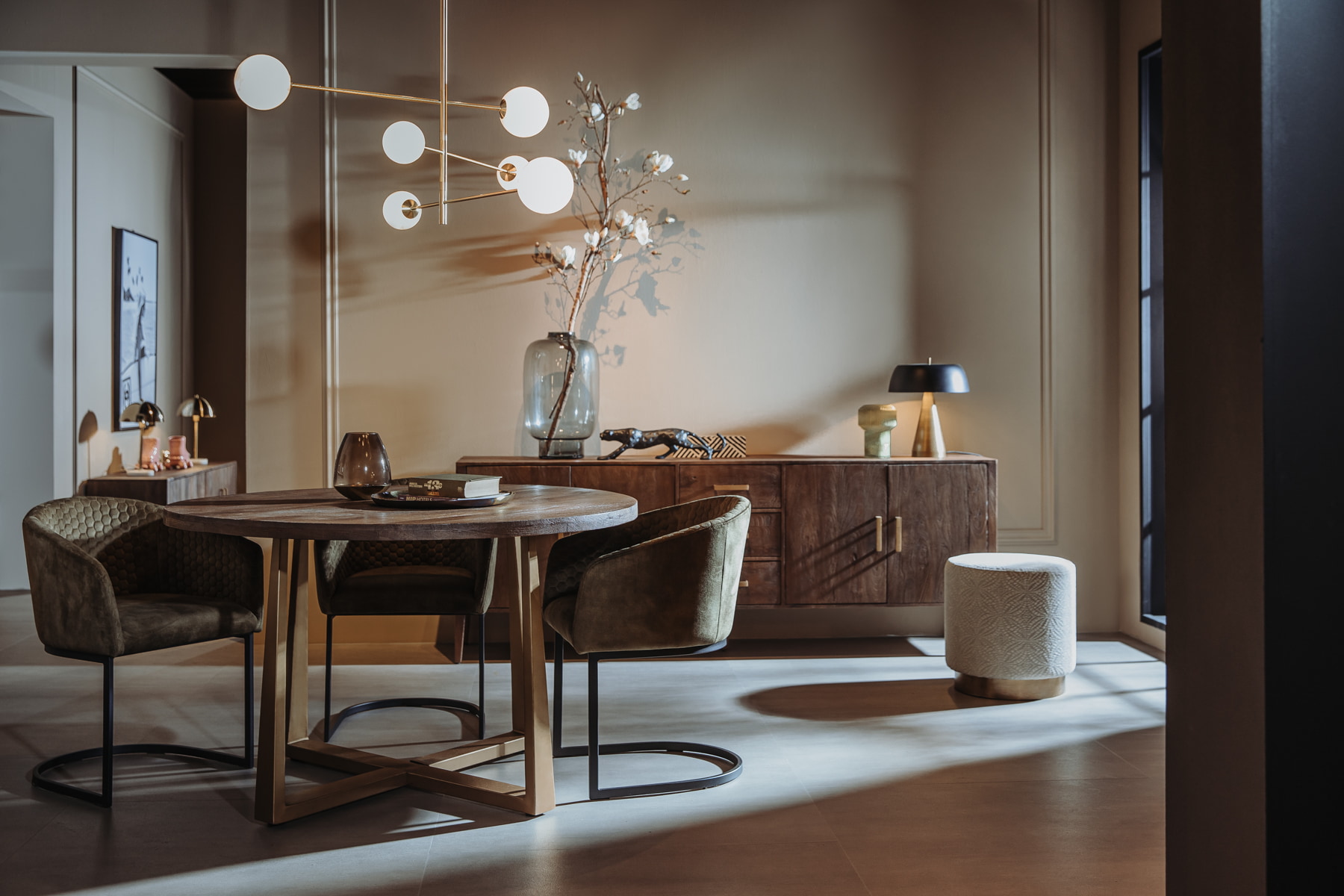 Tower Living Eetkamerstoel 'Pellaro' Velvet, kleur Groen