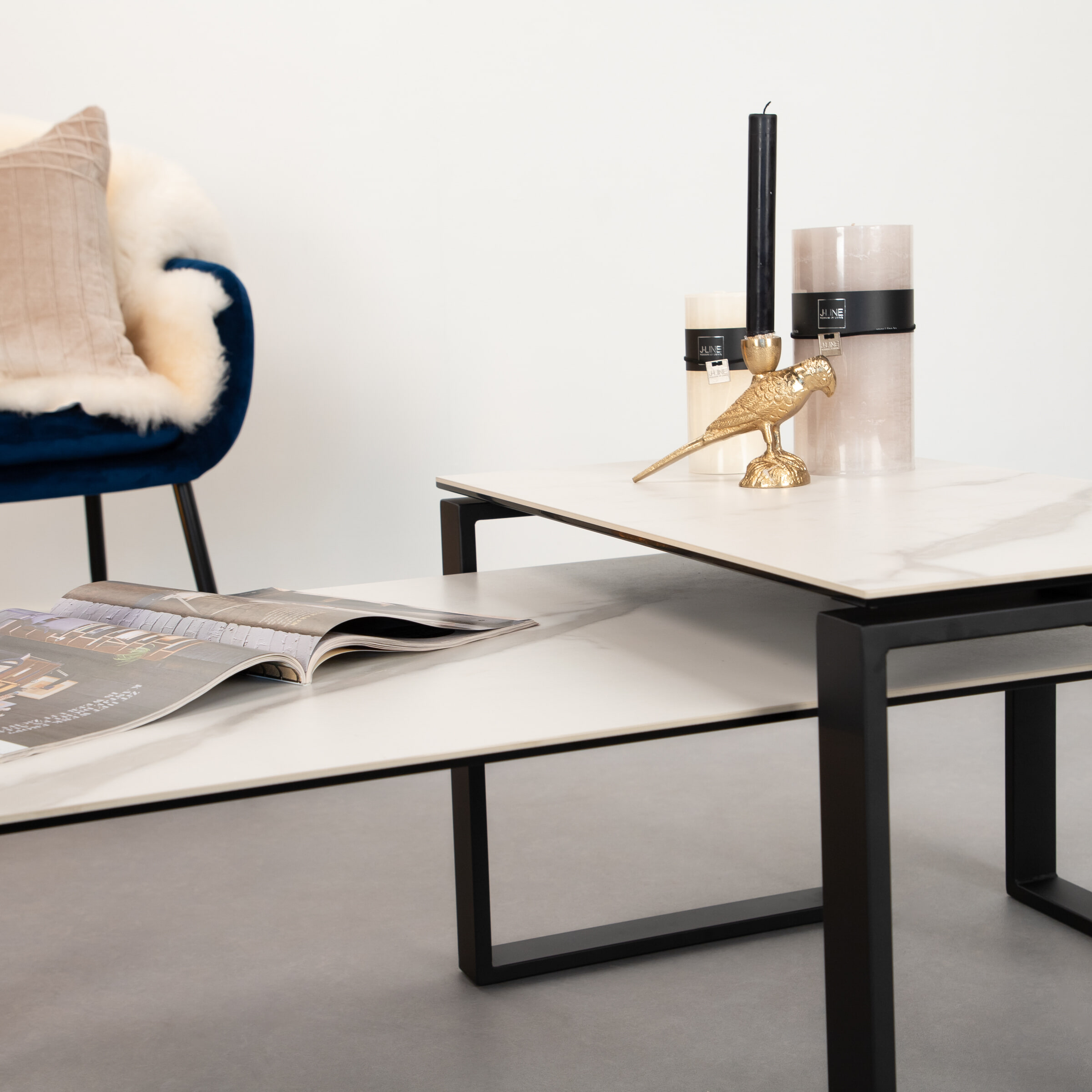 Sohome Salontafel 'Parker' Set van 2 stuks, Keramiek met marmerlook, kleur Wit