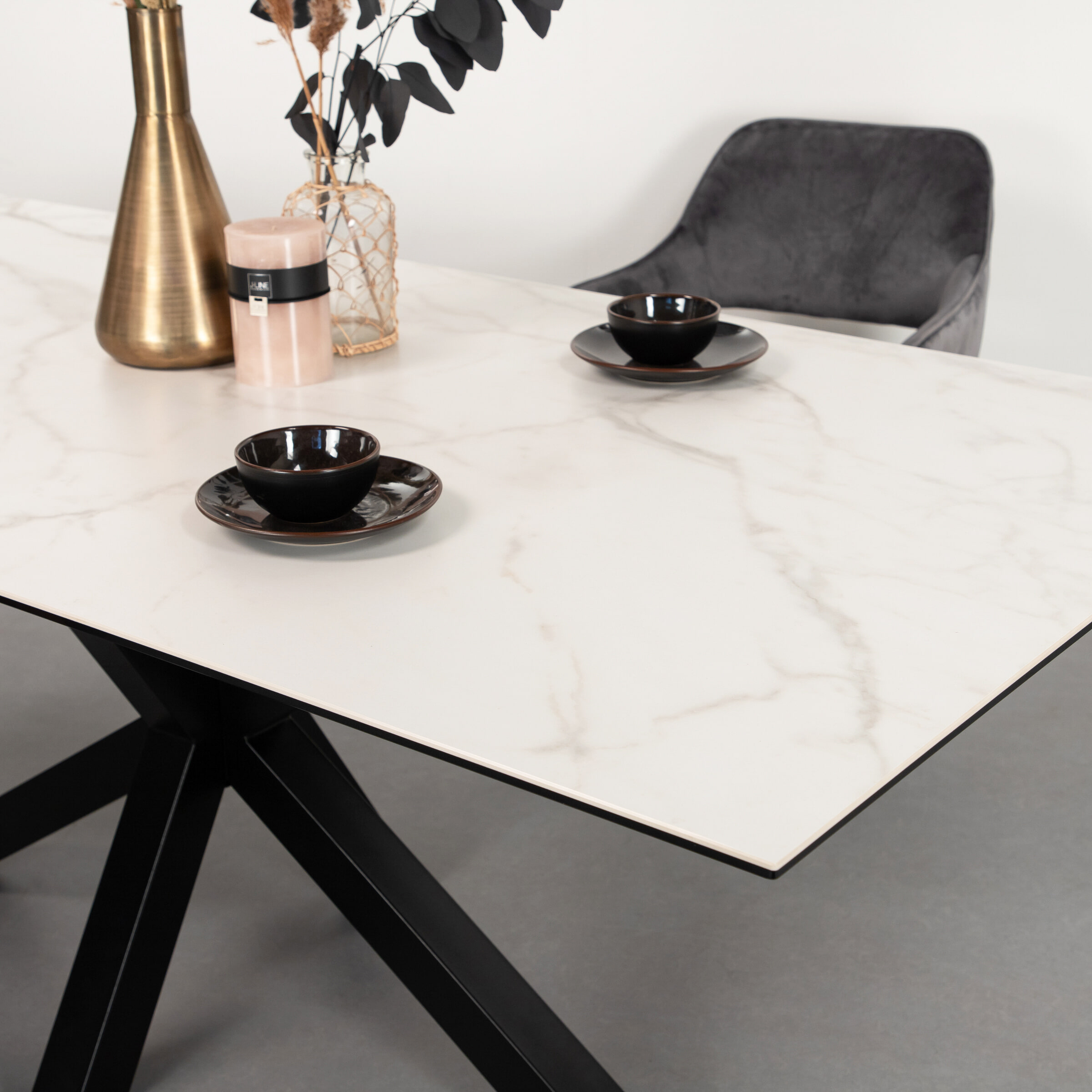 Sohome Eettafel 'Parker' Keramiek met marmerlook, 200 x 100cm, kleur Wit