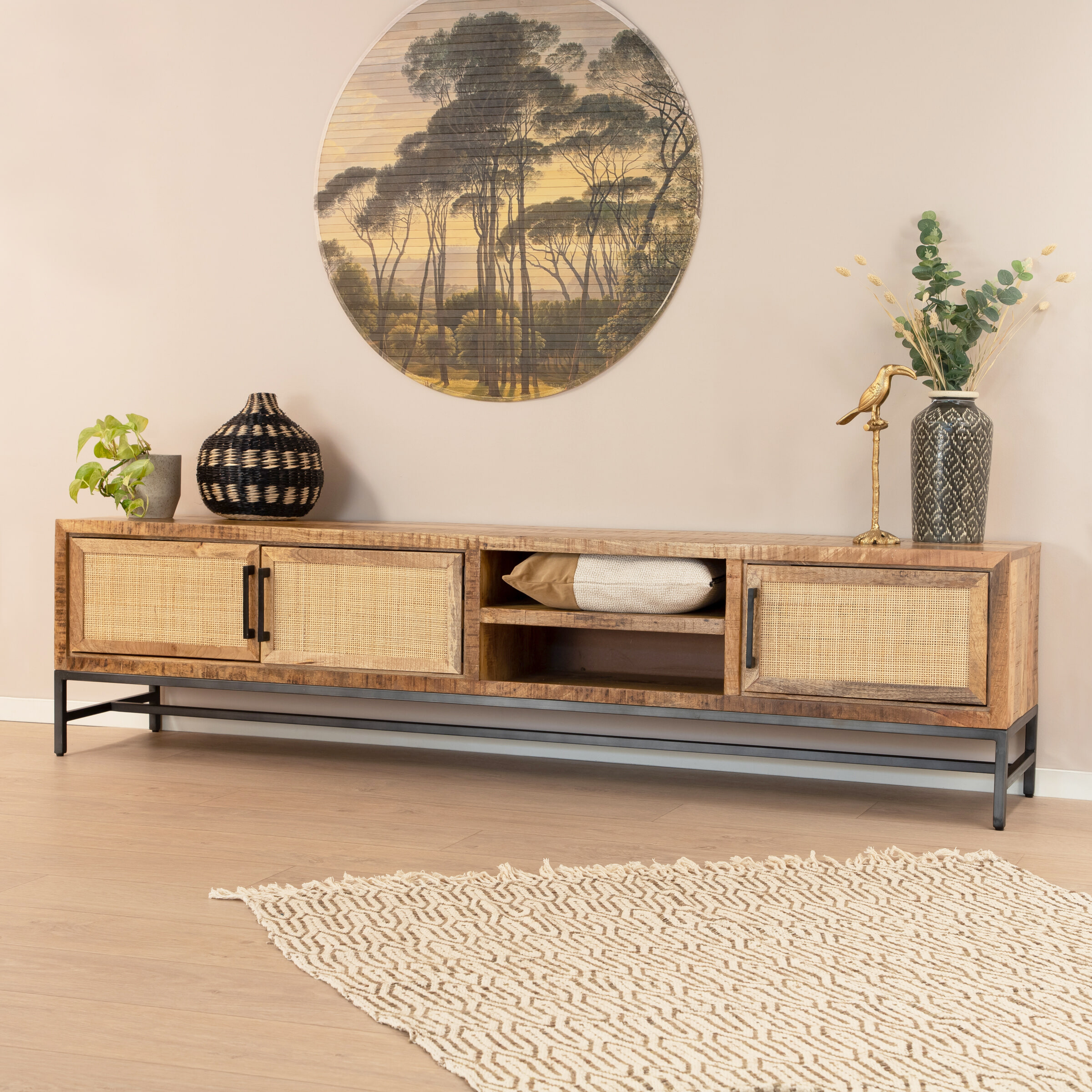 RENEW TV-meubel Carini Hout en Webbing, 200cm