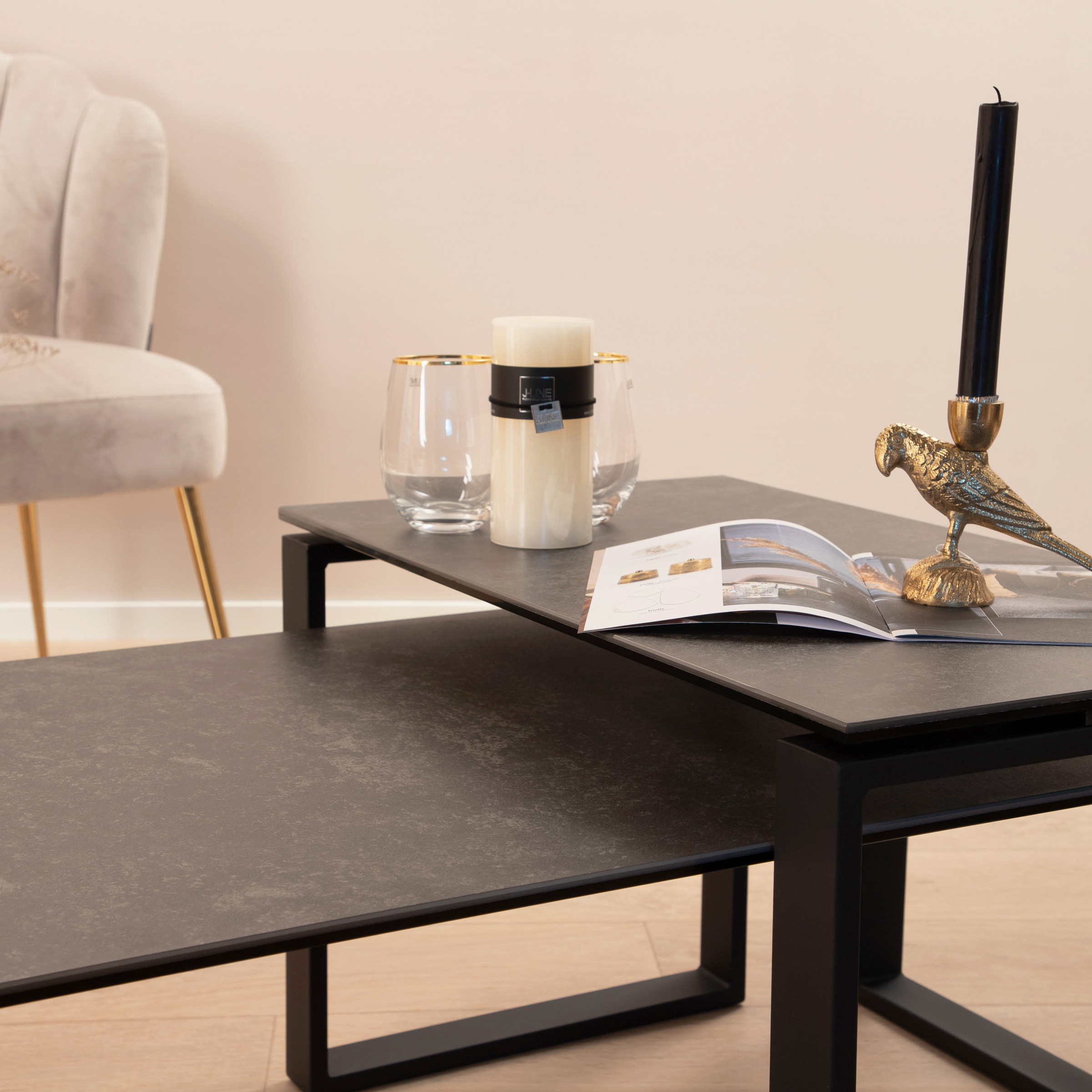 Sohome Salontafel 'Parker' Set van 2 stuks, Keramiek, kleur Zwart