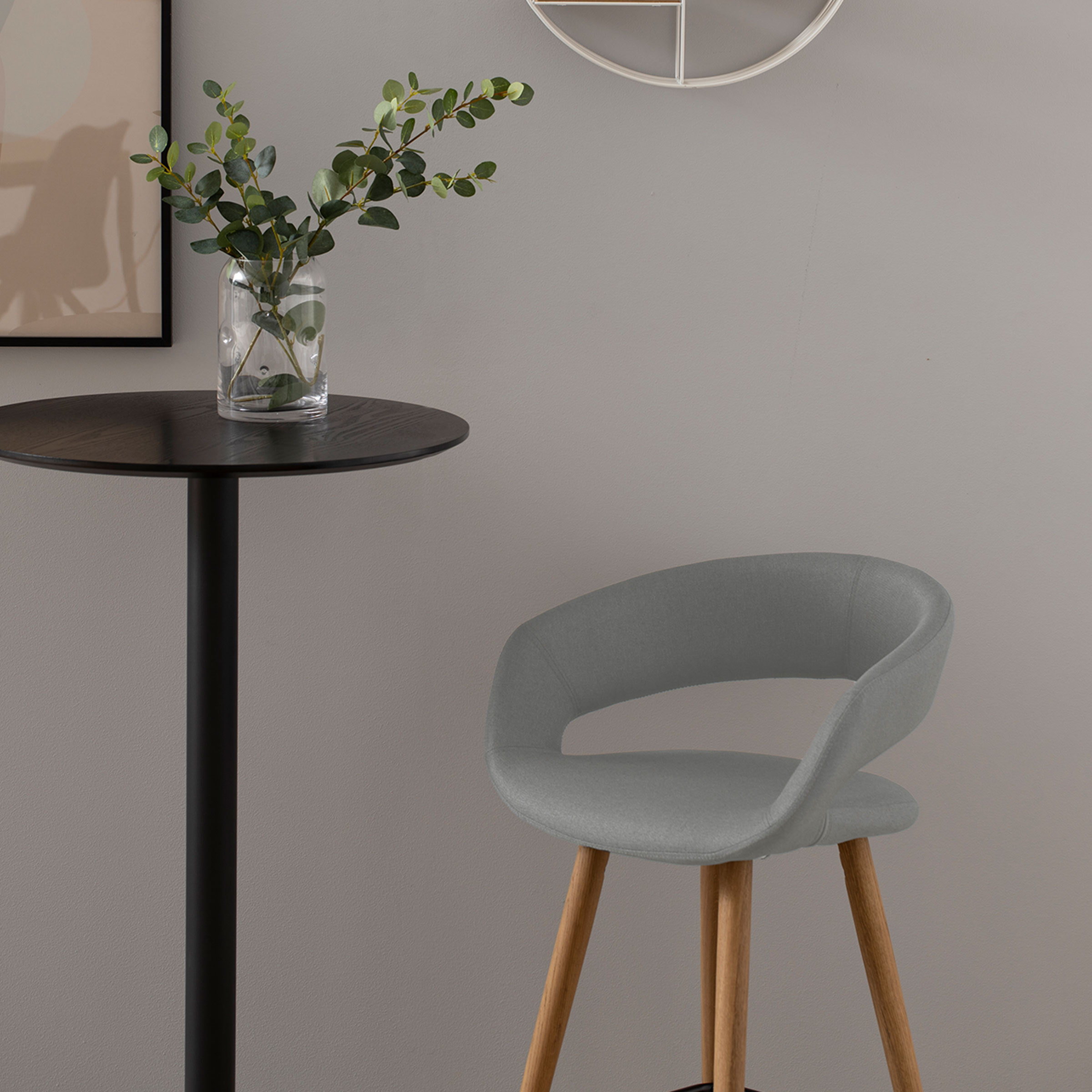 Barstoel 'Pia' (zithoogte 65,5 cm), kleur lichtgrijs