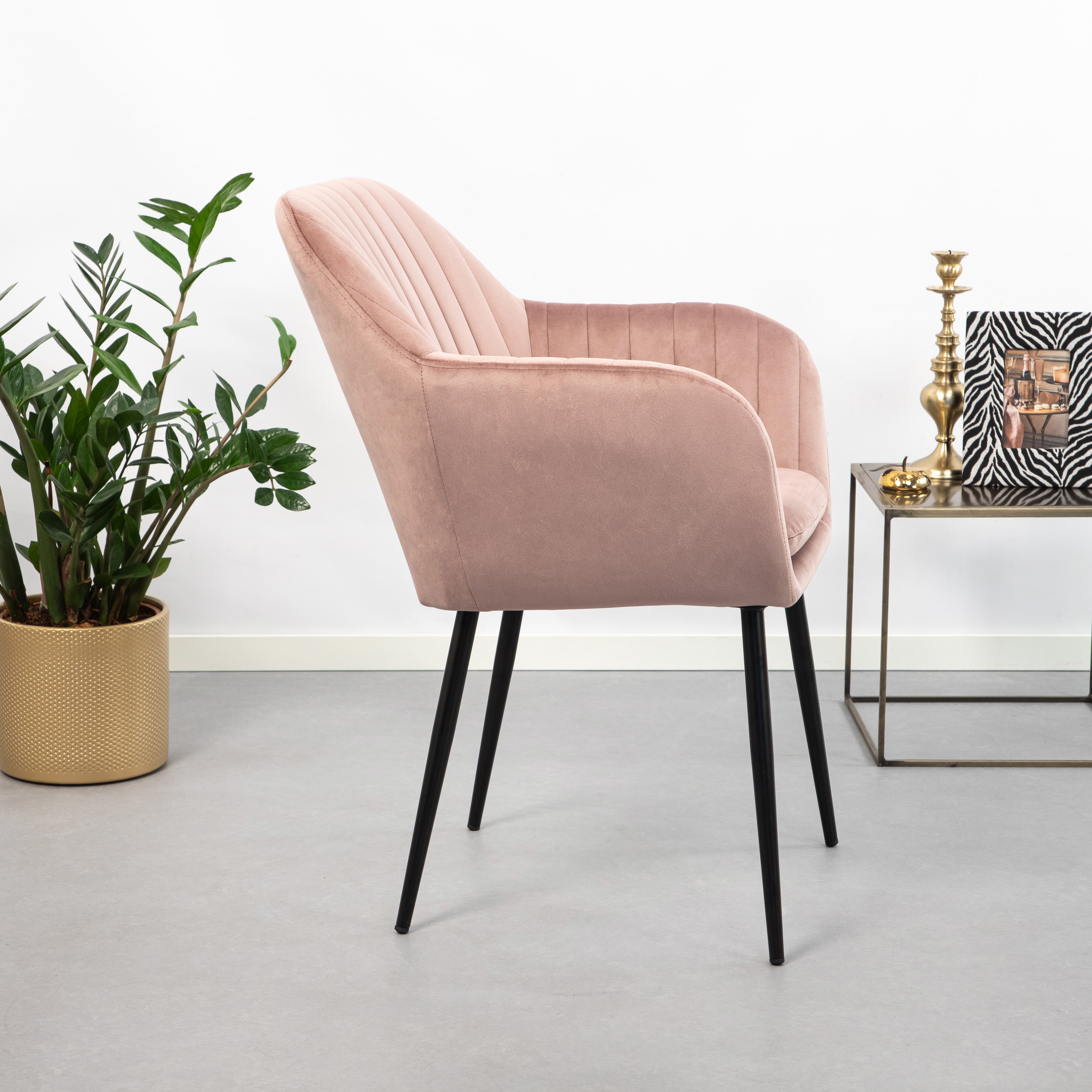 Sohome Eetkamerstoel 'Albin' Velvet, kleur Dusty Rose