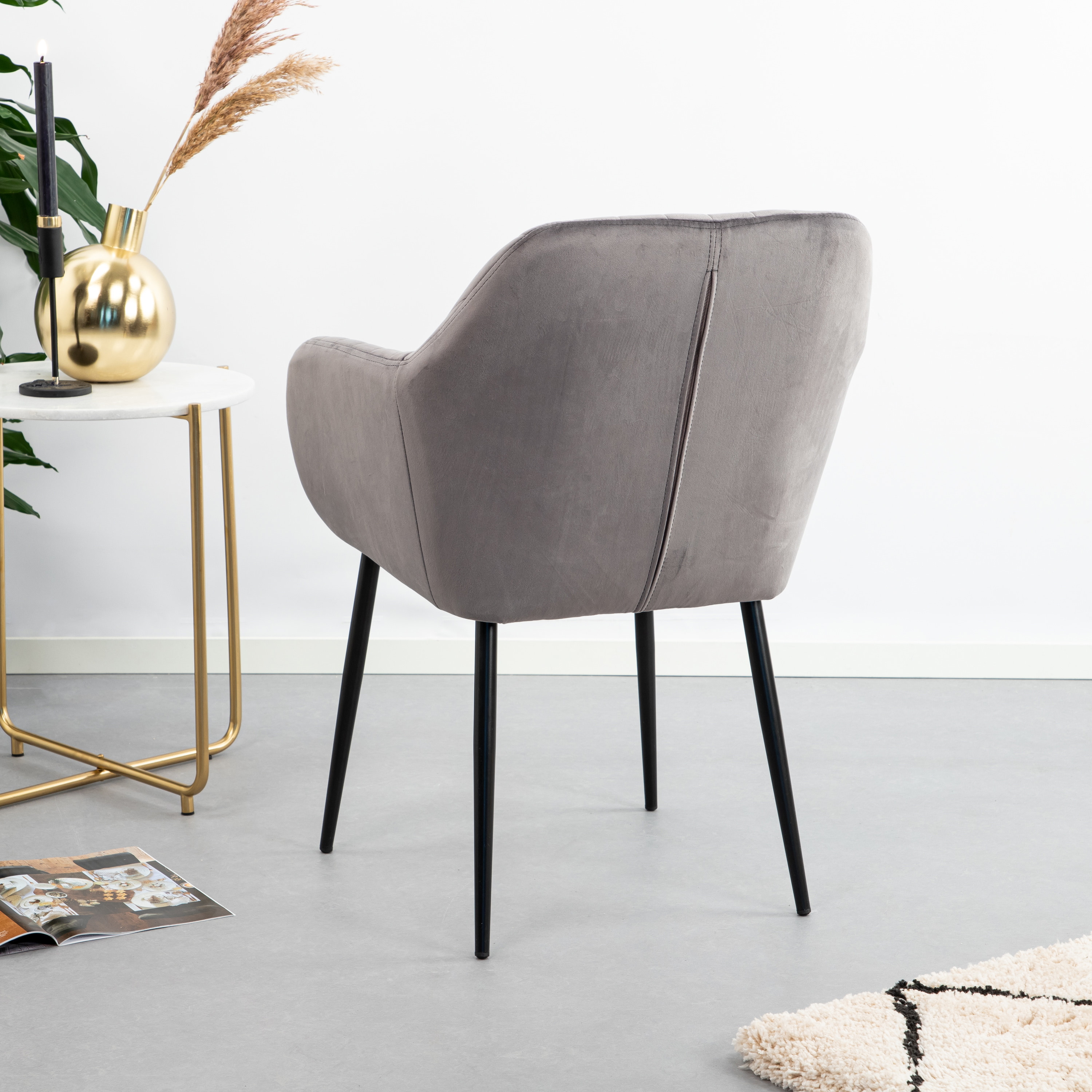 Sohome Eetkamerstoel 'Albin' Velvet, kleur Donkergrijs