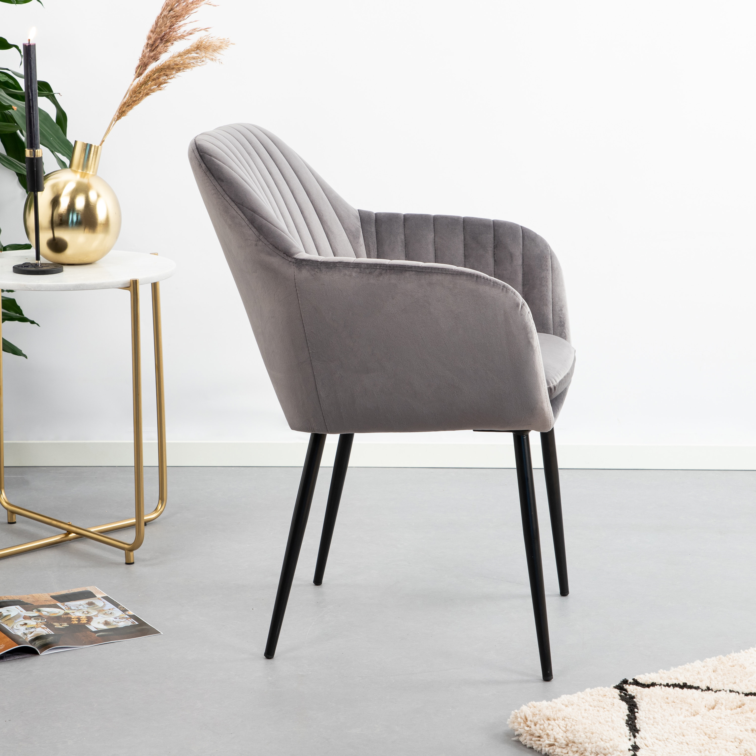 Sohome Eetkamerstoel 'Albin' Velvet, kleur Donkergrijs
