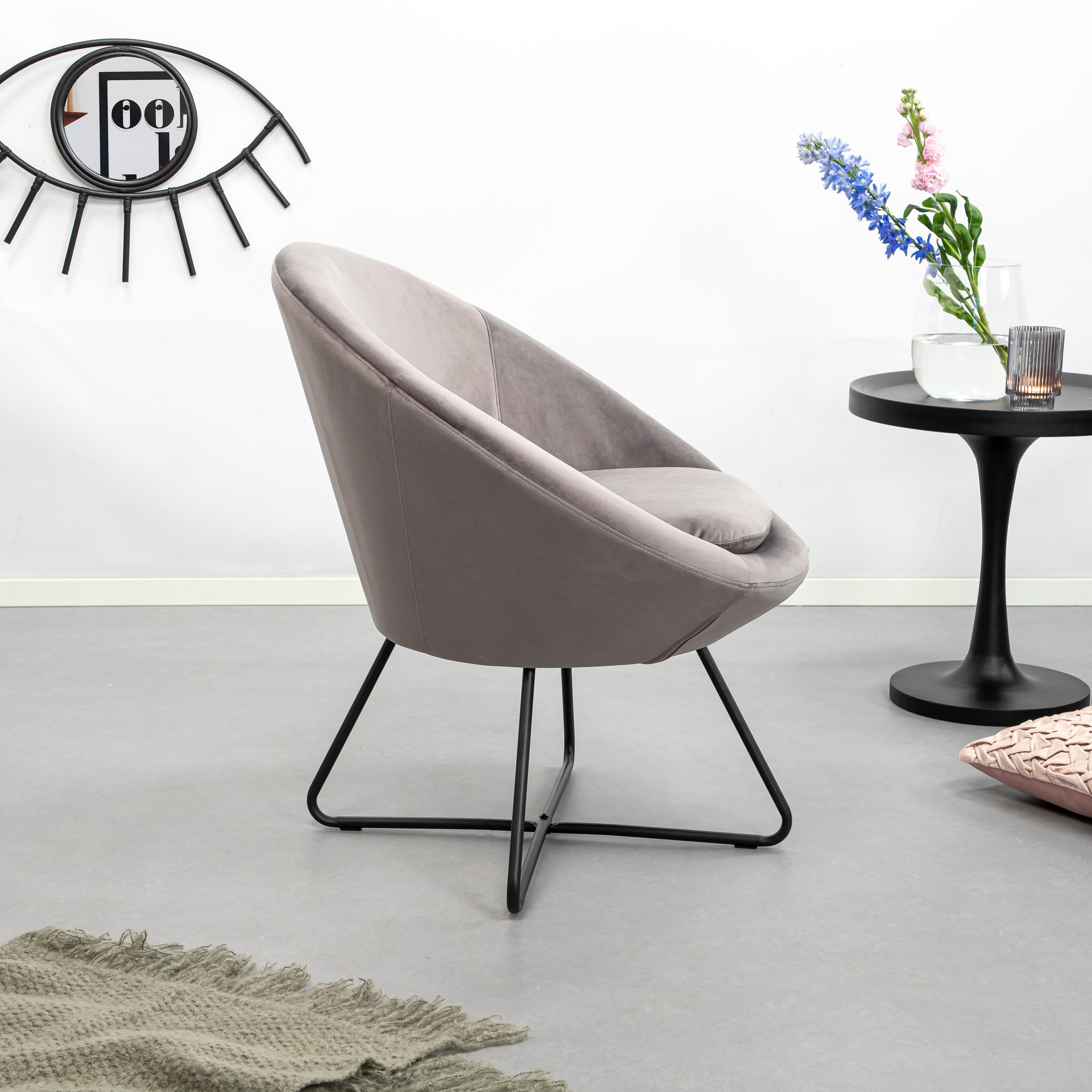 Sohome Fauteuil 'Vagn' Velvet, kleur Donkergrijs
