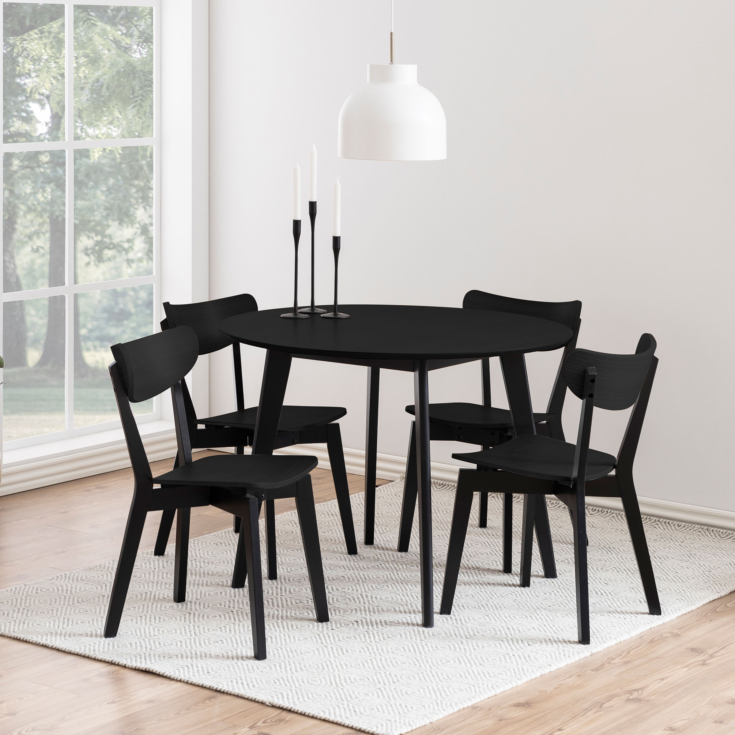 Bendt Ronde Eettafel 'Torkil' 105cm Eikenfineer, kleur Zwart