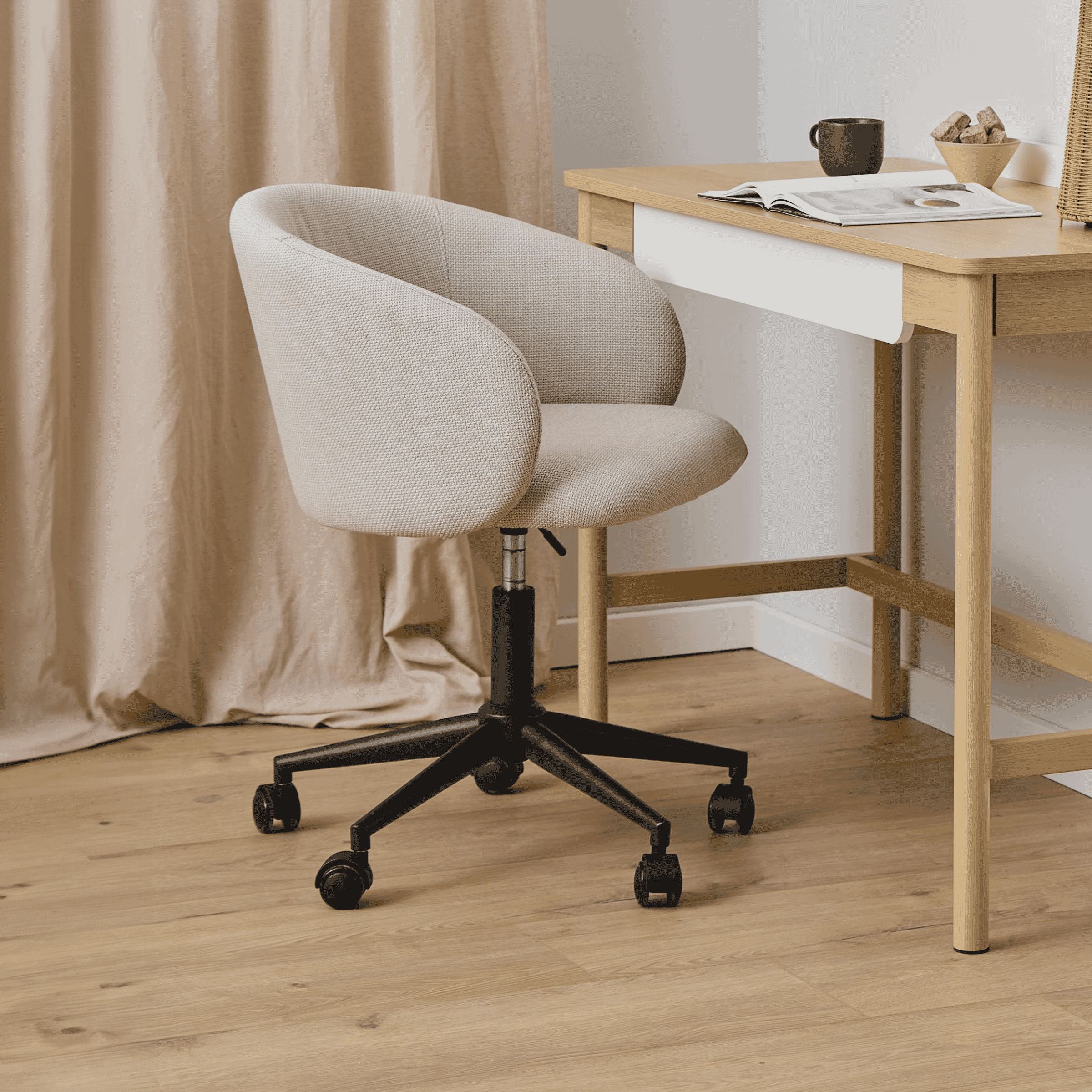 Bendt Bureaustoel 'Cristi' Structuurstof, kleur Beige