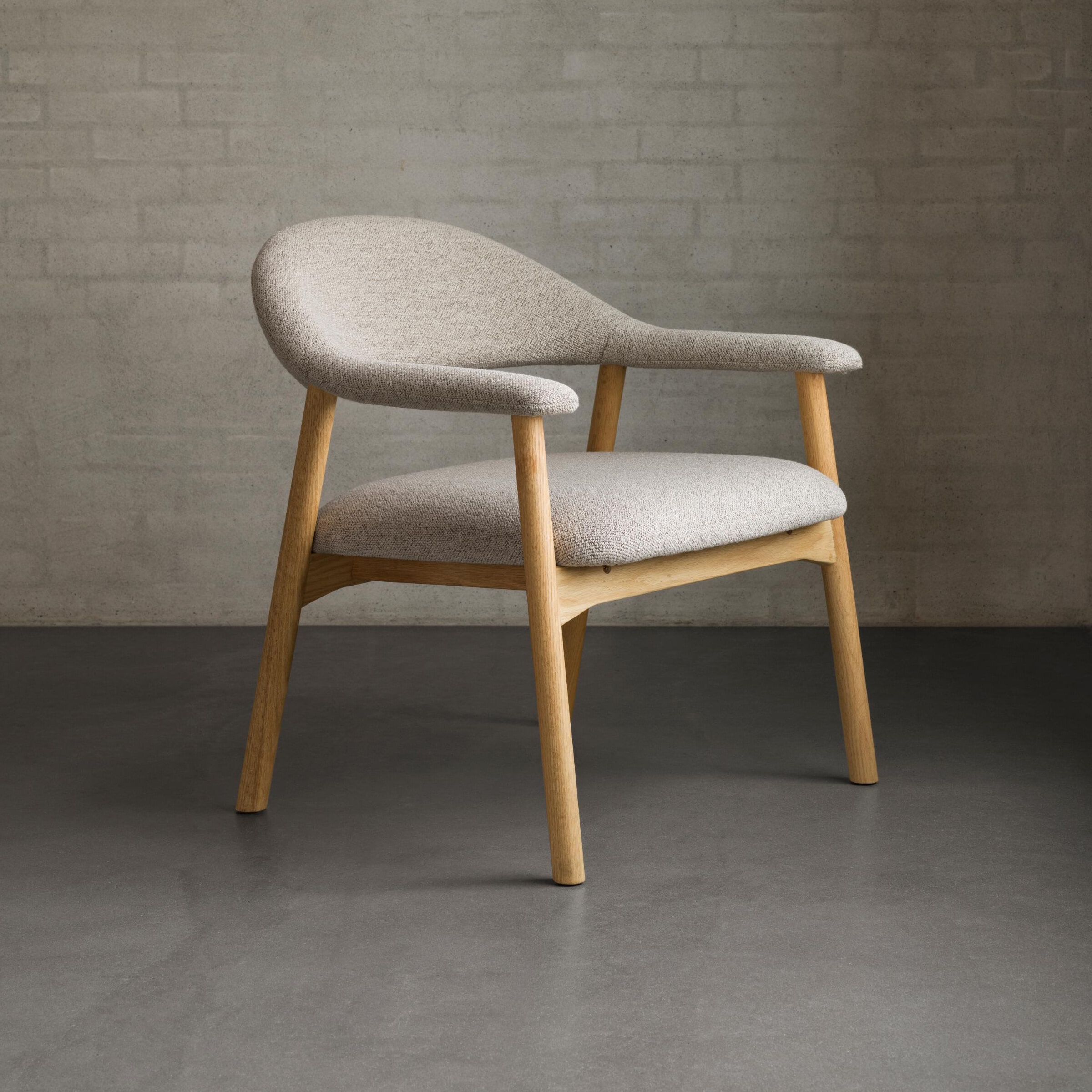 Bendt Fauteuil Gerado Eikenhout en Bouclé - Beige - Japandi