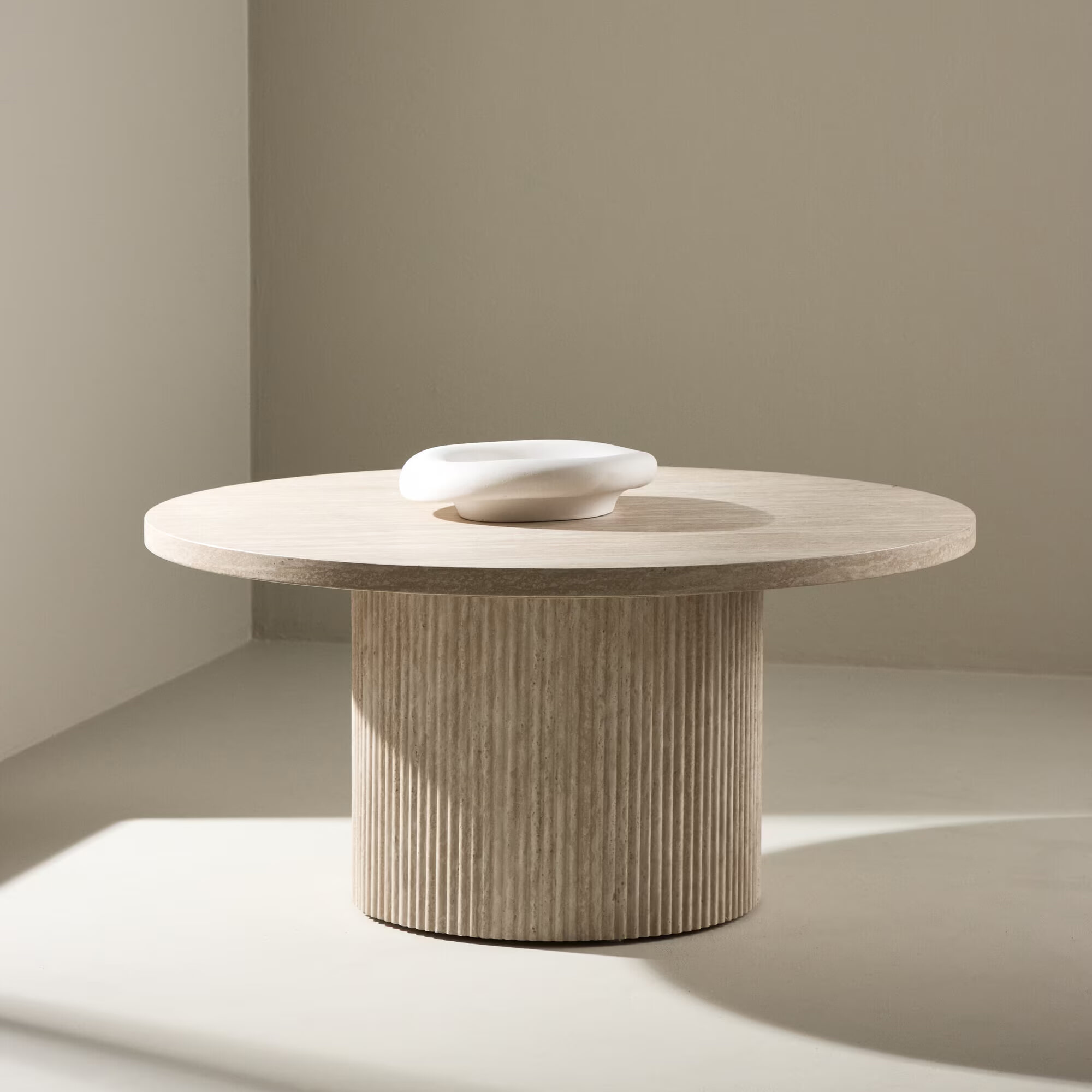 Nohr Ronde Salontafel Adrin MDF in Travertin-look, 80cm - Beige
