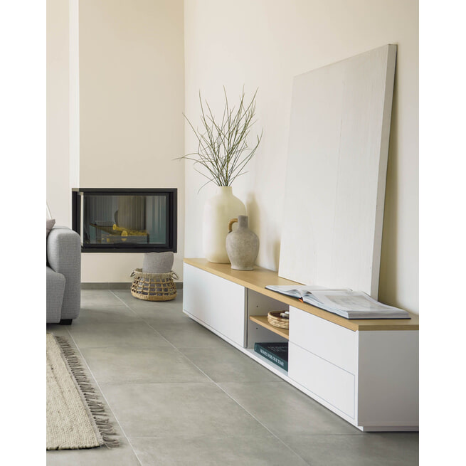 Kave Home TV-meubel 'Abilen' Eiken, 200 x 44cm, kleur Wit