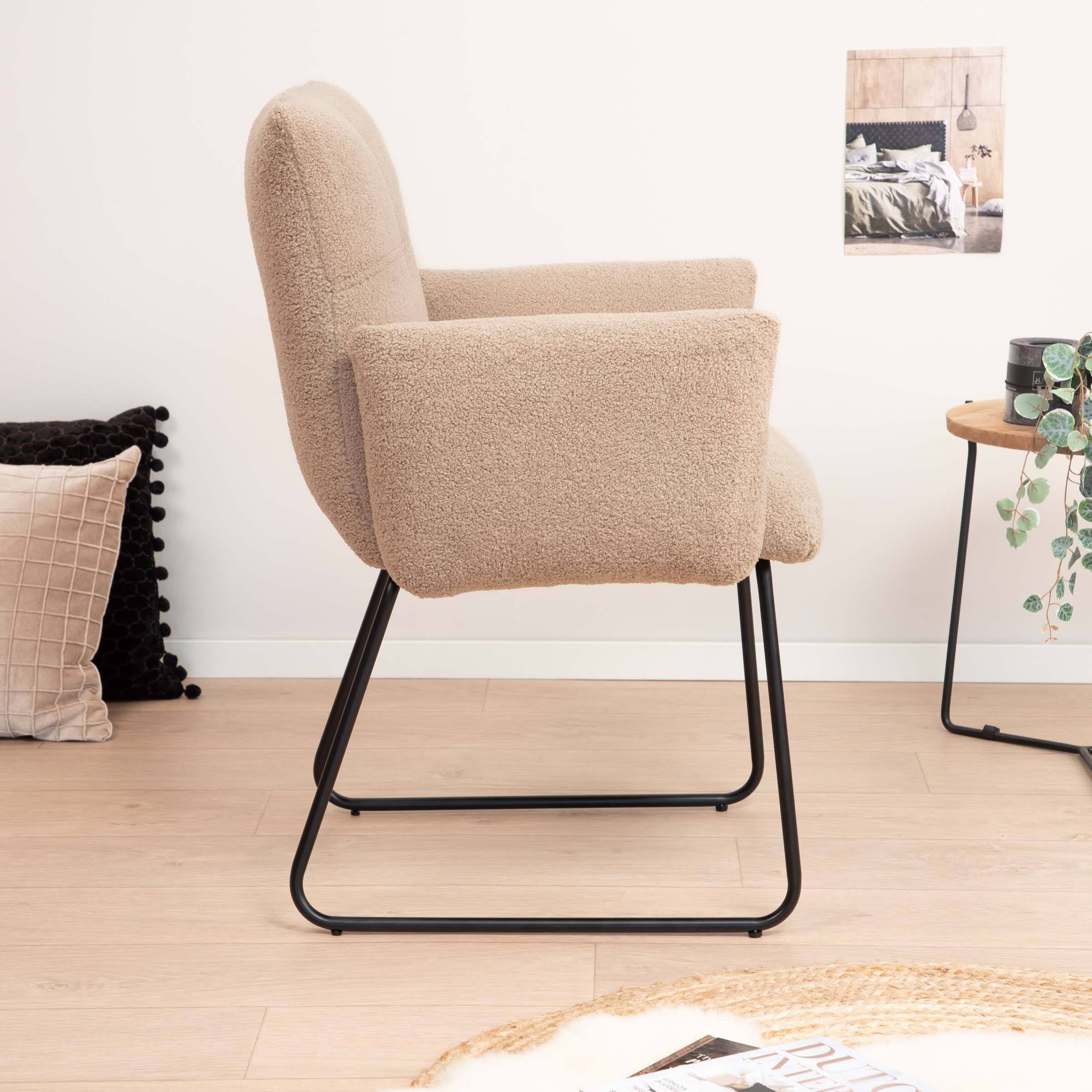 Tower Living Eetkamerstoel 'Dante' Teddy, kleur Lichtbruin