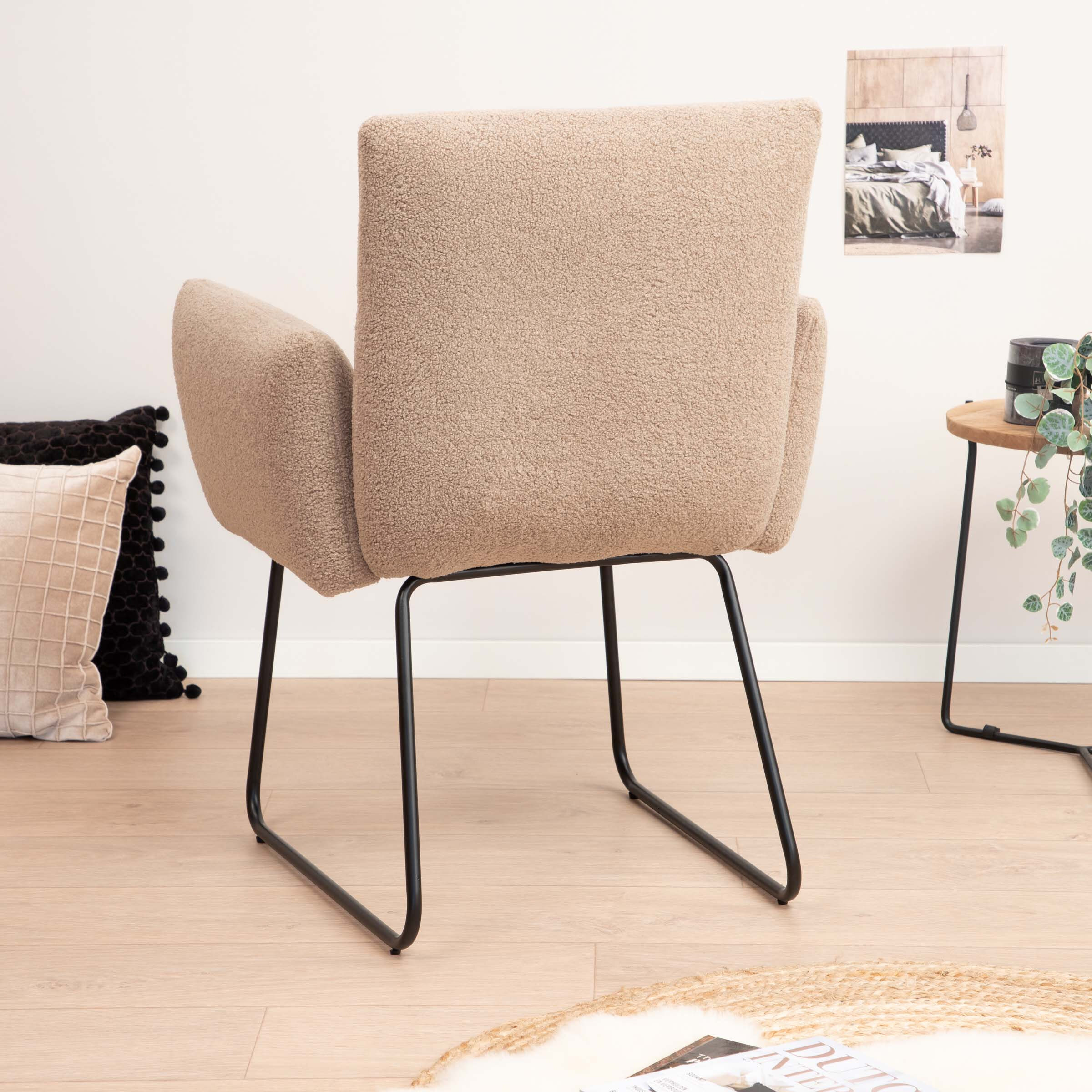 Tower Living Eetkamerstoel 'Dante' Teddy, kleur Lichtbruin