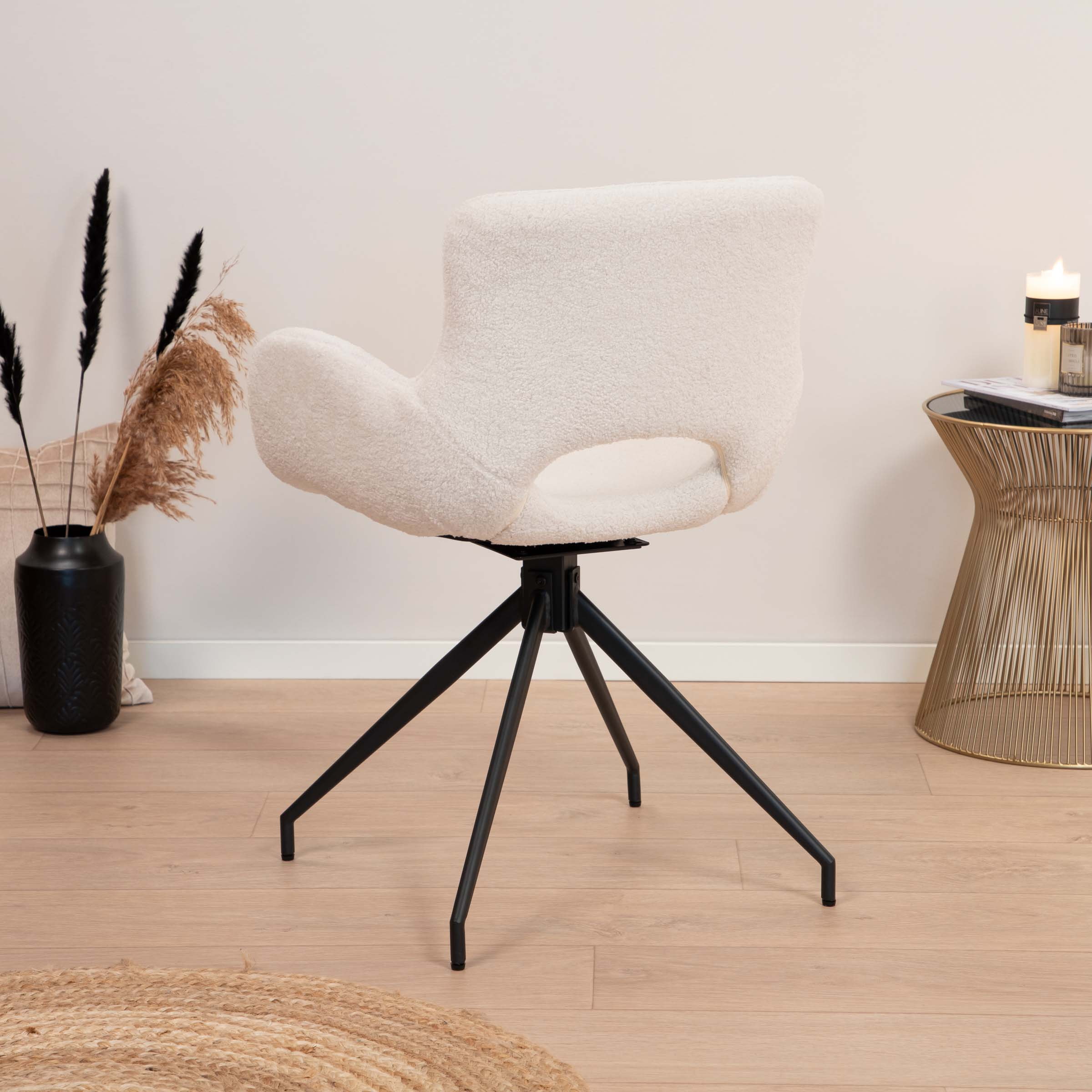 Tower Living Draaibare Eetkamerstoel 'Campo' Teddy, kleur Wit