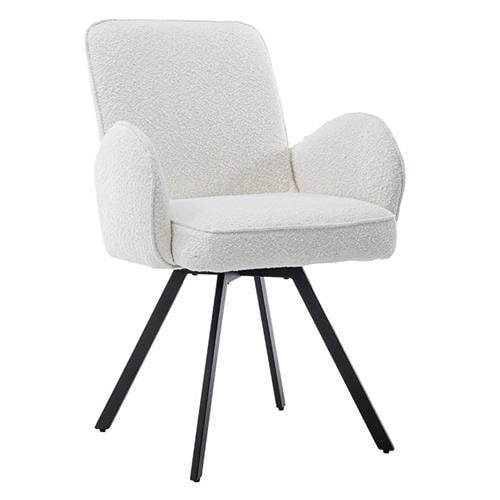 Tower Living Draaibare Eetkamerstoel 'Livo' Bouclé, kleur Wit