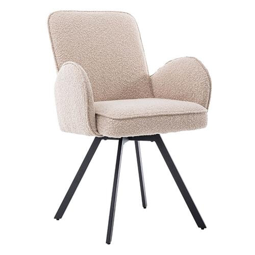 Tower Living Draaibare Eetkamerstoel 'Livo' Bouclé, kleur Beige