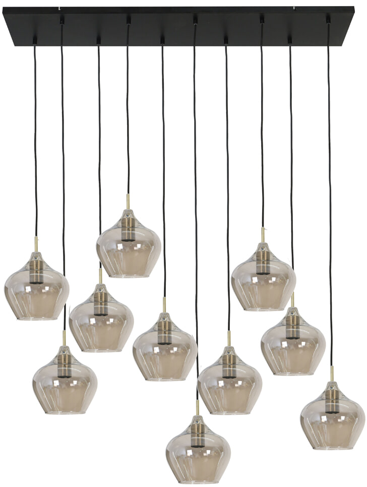 Light & Living Hanglamp 'Rakel' 10-Lamps, kleur Antiek Brons / Smoke