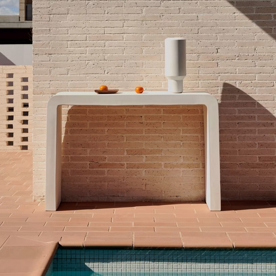 Kave Home Sidetable Aiguablava Cement, 120cm - Wit