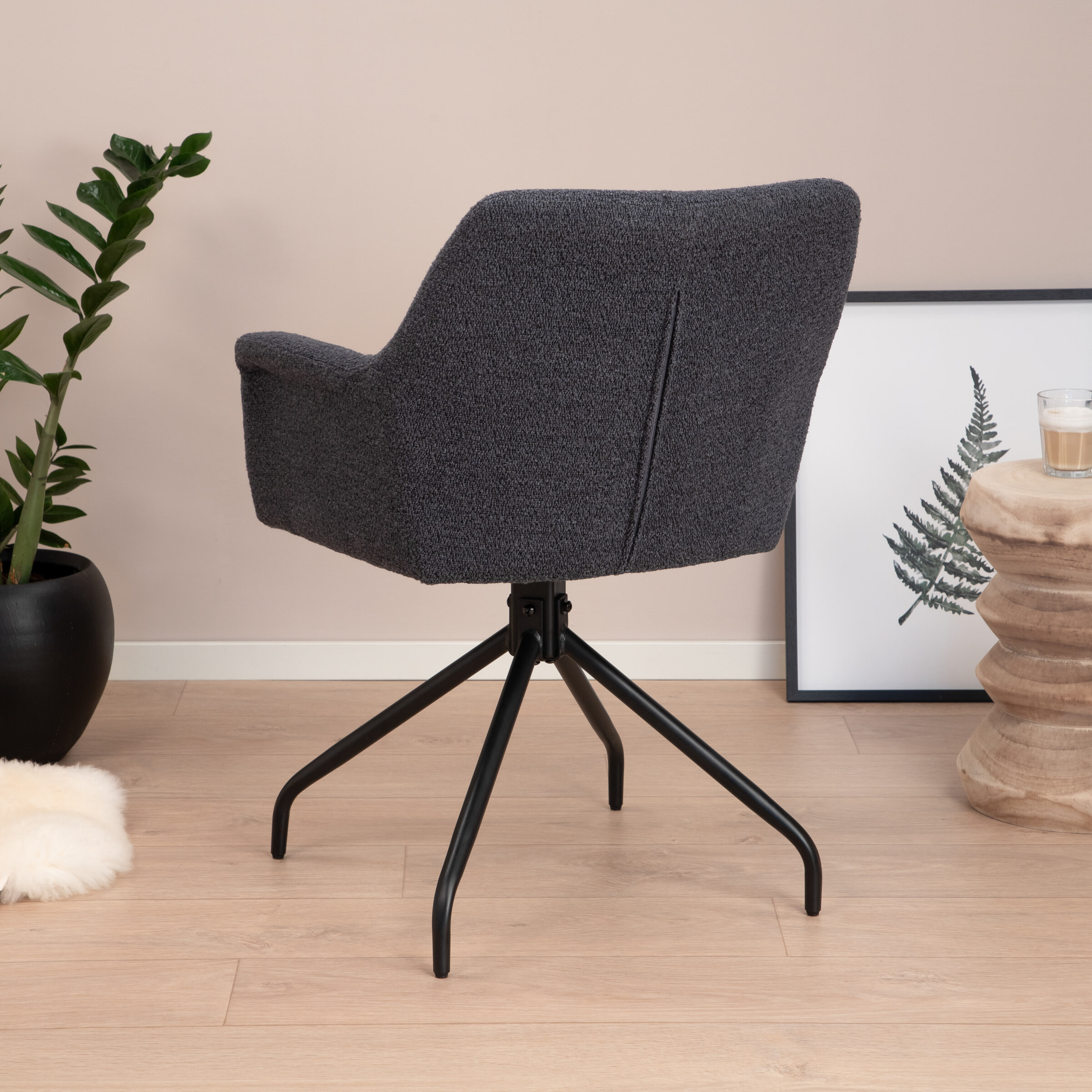 Sohome Draaibare Eetkamerstoel 'Lori' Bouclé, kleur Indigo