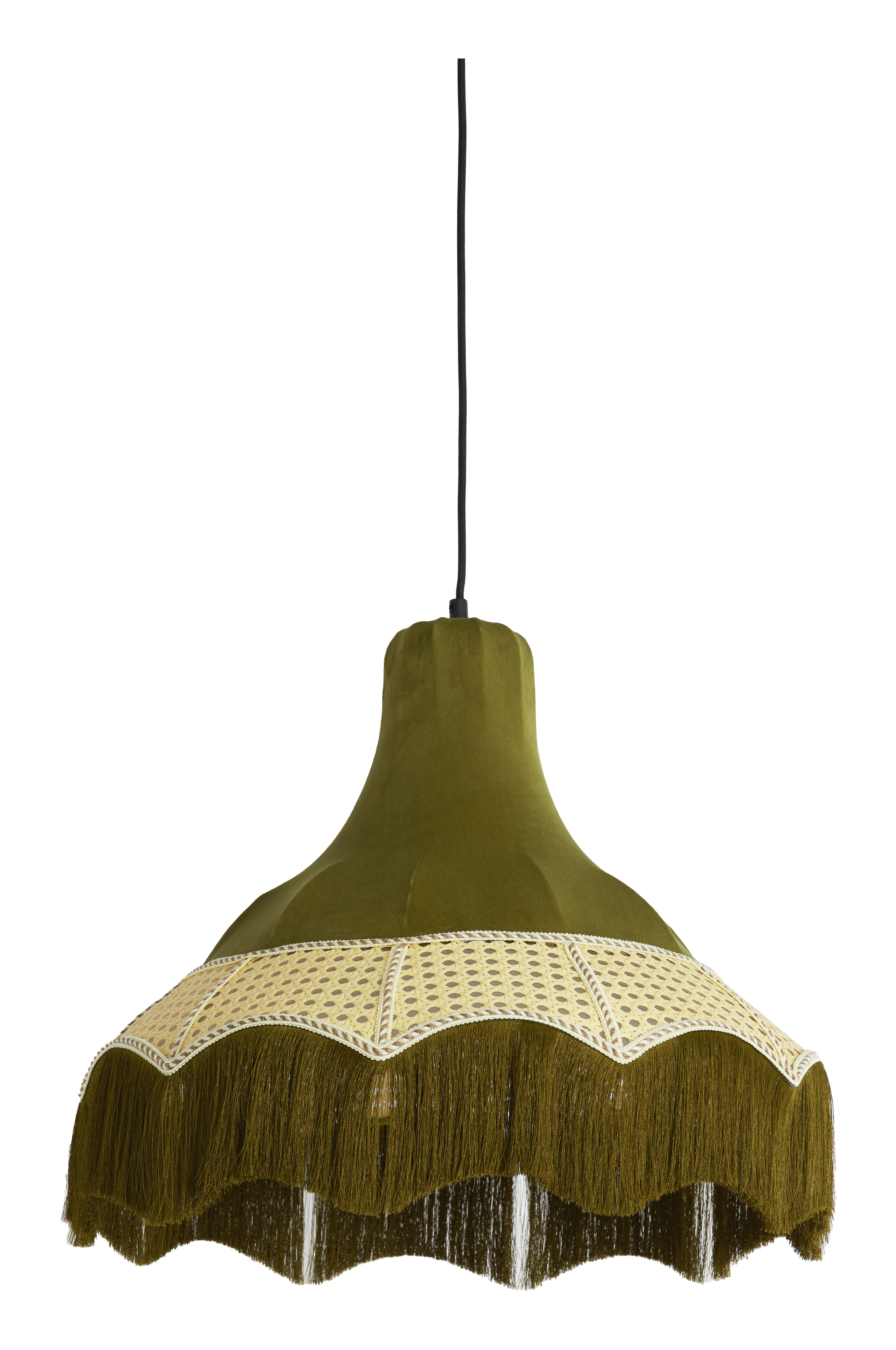 Light & Living Hanglamp Mizia Velvet en webbing, 50cm - Groen