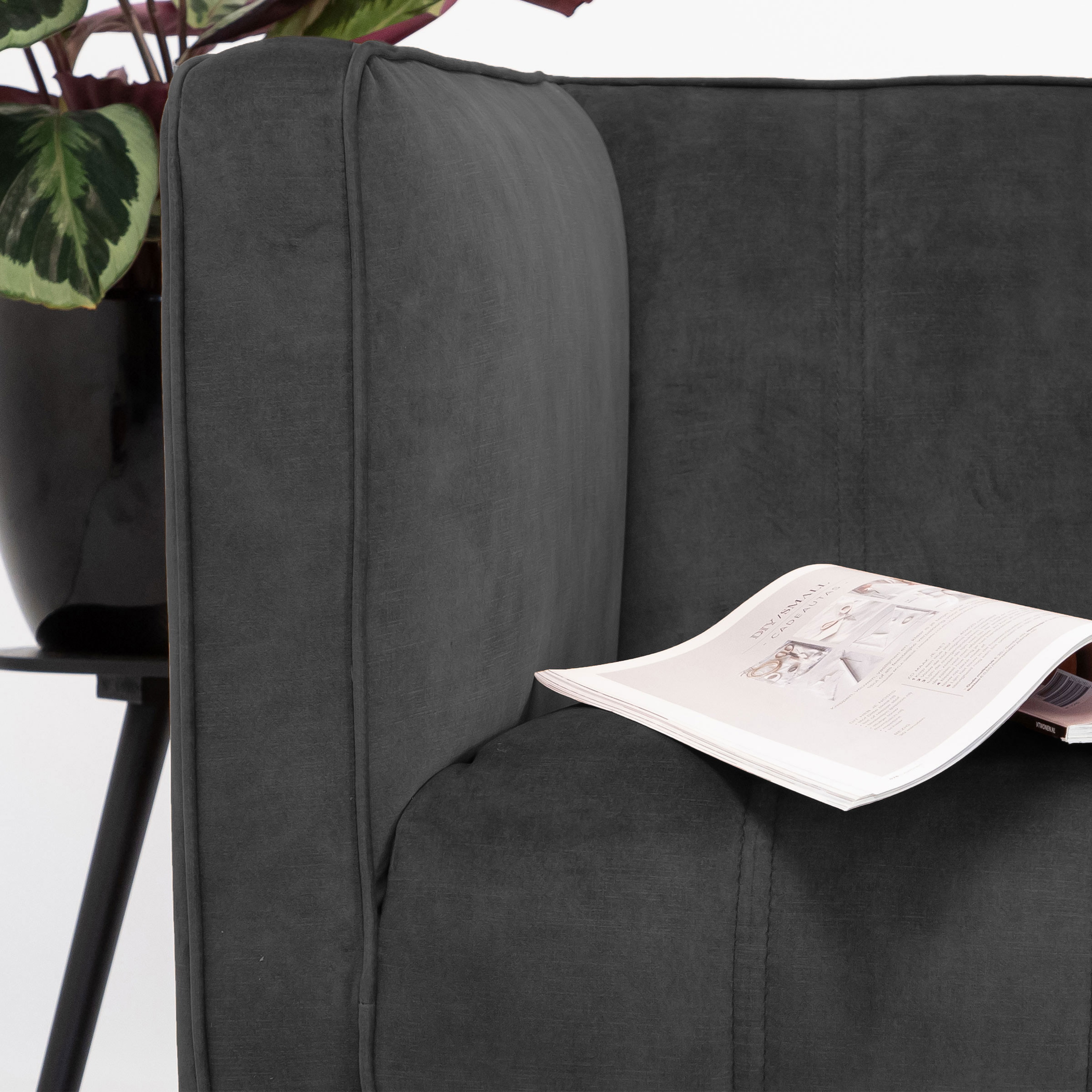 Sohome 5-zits Bank 'Alison' Velvet, kleur antraciet