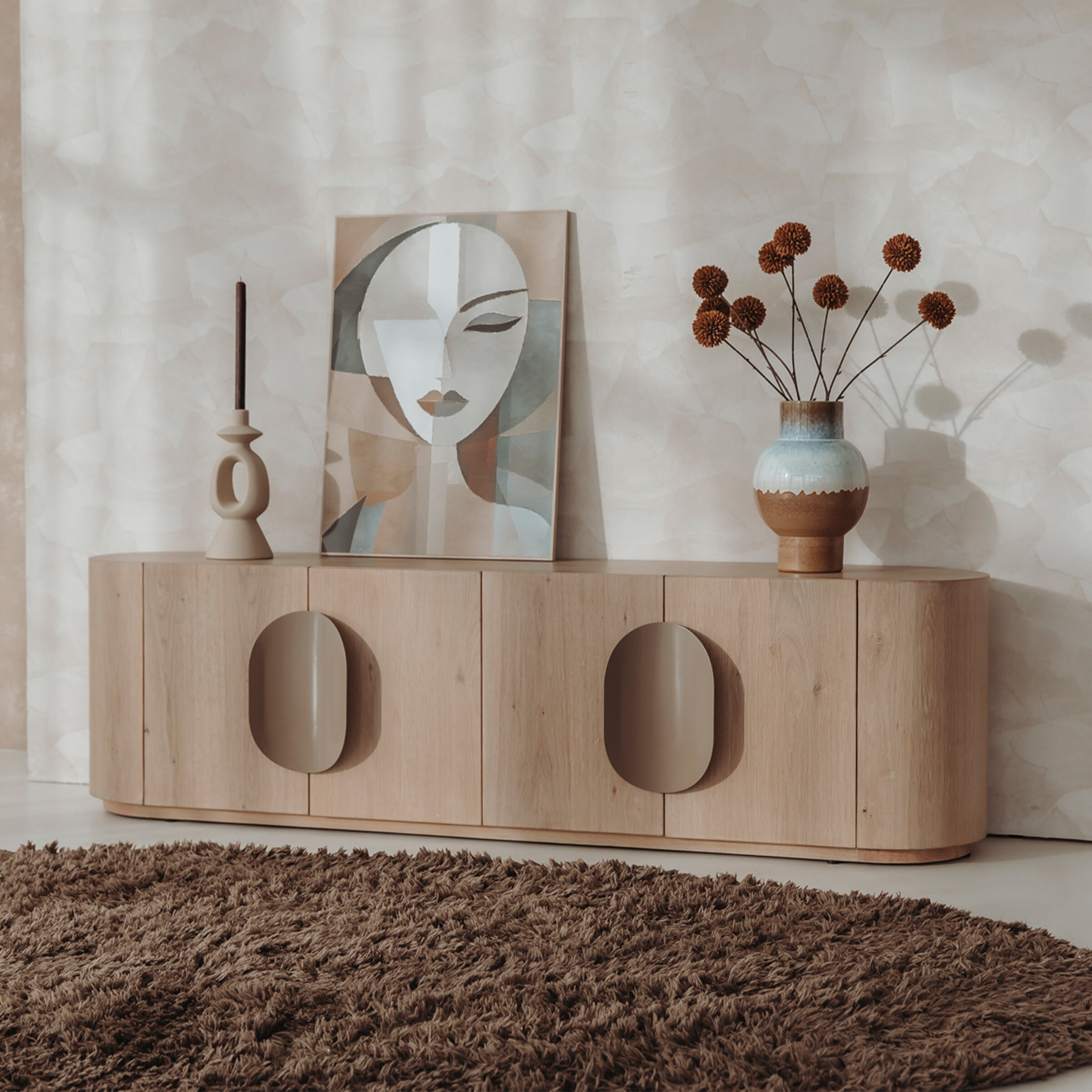 Tower Living TV-meubel 'Allure' Eiken, 180cm, kleur Whitewash