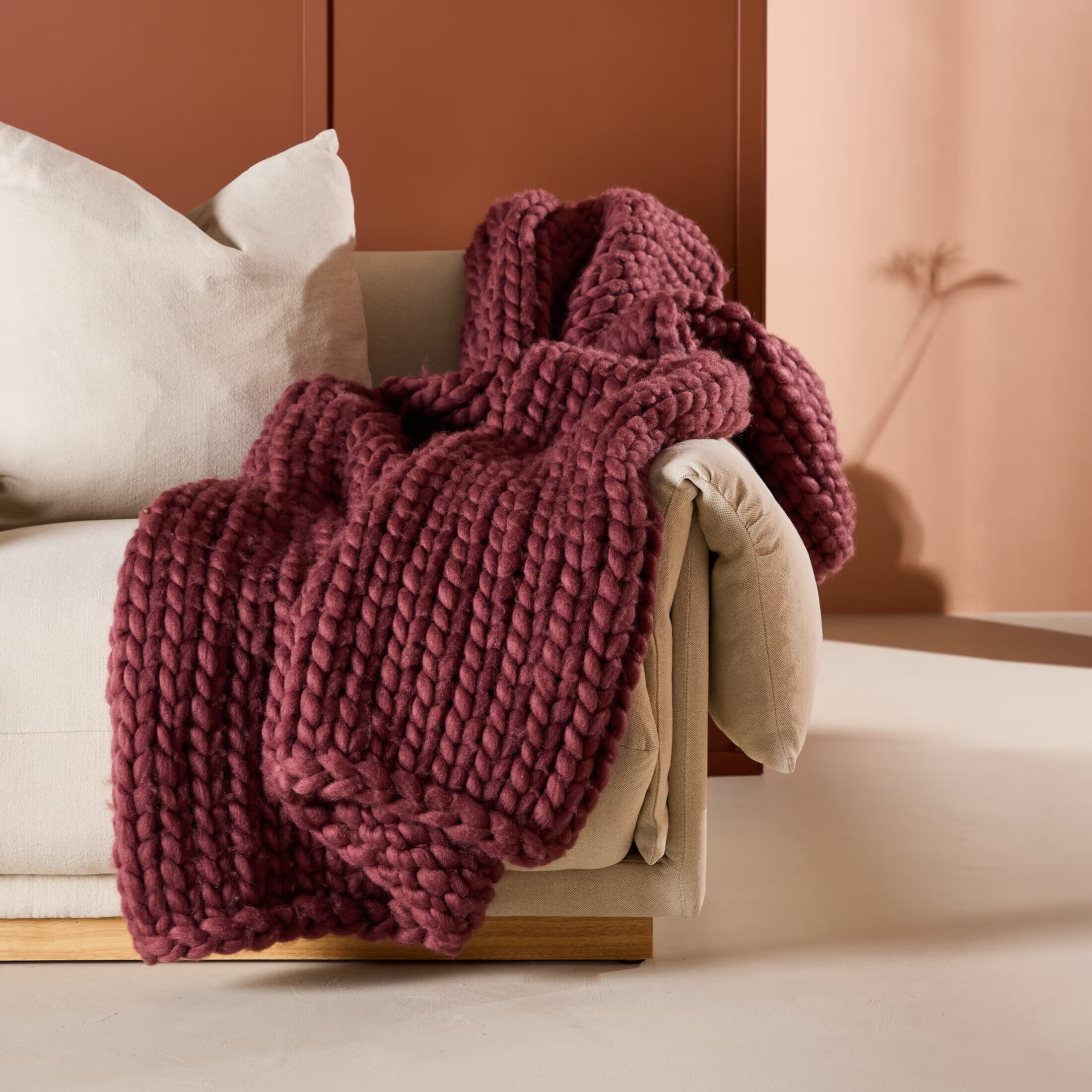 Nohr Plaid 'Alvis' 170 x 130cm, kleur Burgundy