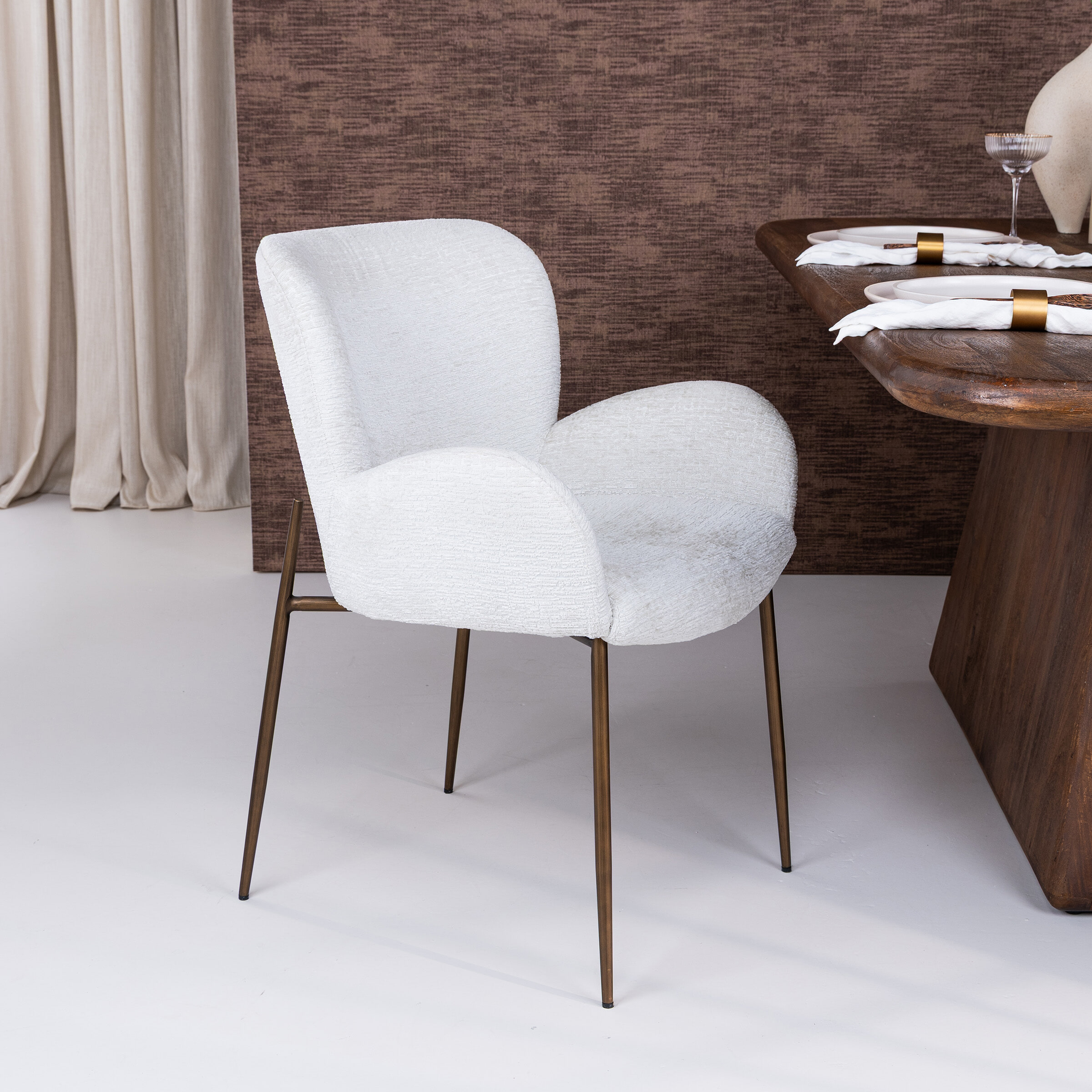 Richmond Eetkamerstoel Amber Chenille - Crème