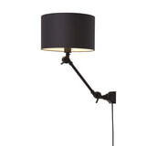 its about RoMi Wandlamp 'Amsterdam' Met stoffen kap, 65cm, kleur Zwart