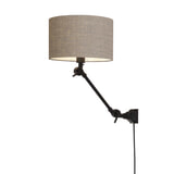 its about RoMi Wandlamp 'Amsterdam' Met stoffen kap, 65cm, kleur Donkerbeige
