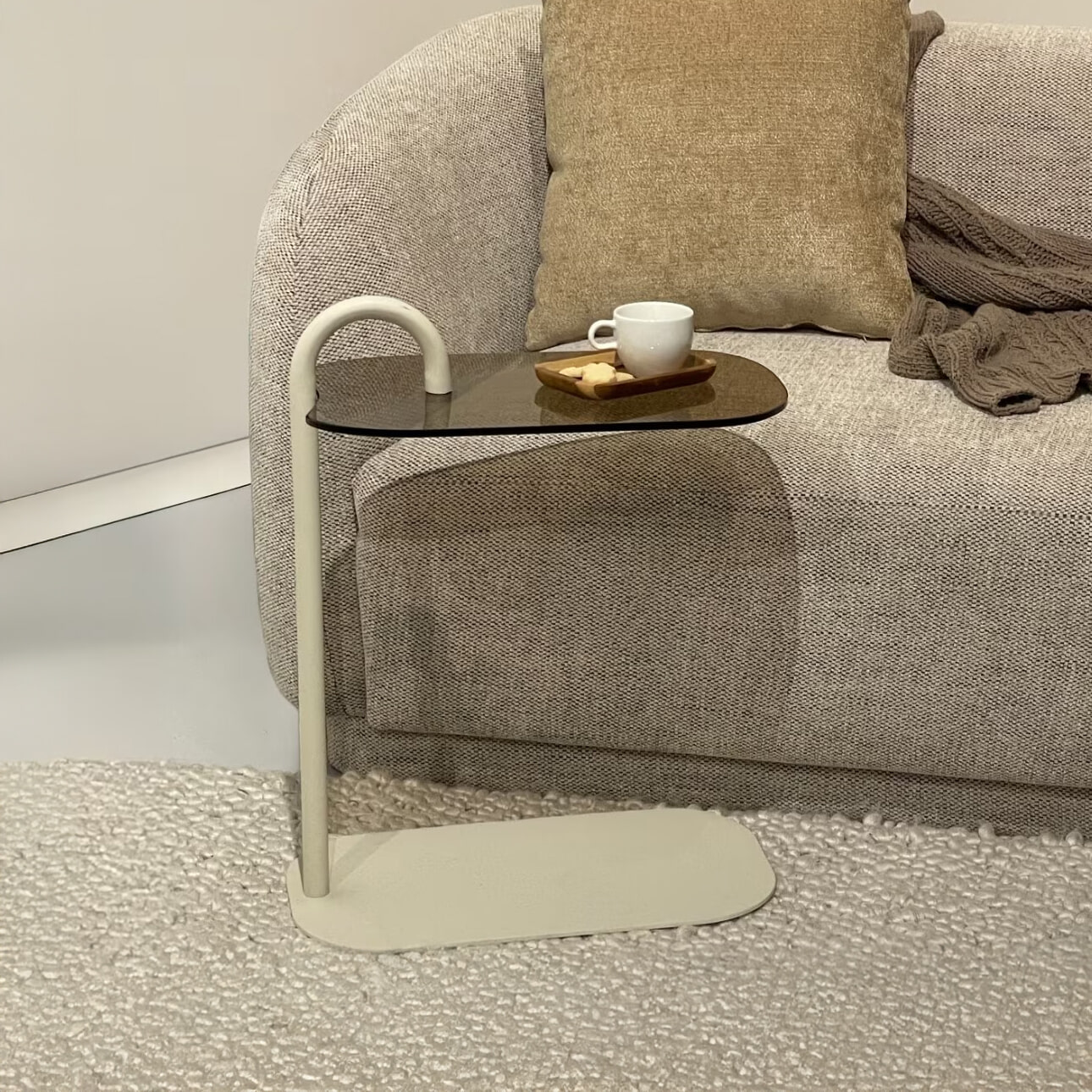 Brix Laptoptafel 'Amy' Glas en staal, kleur Beige